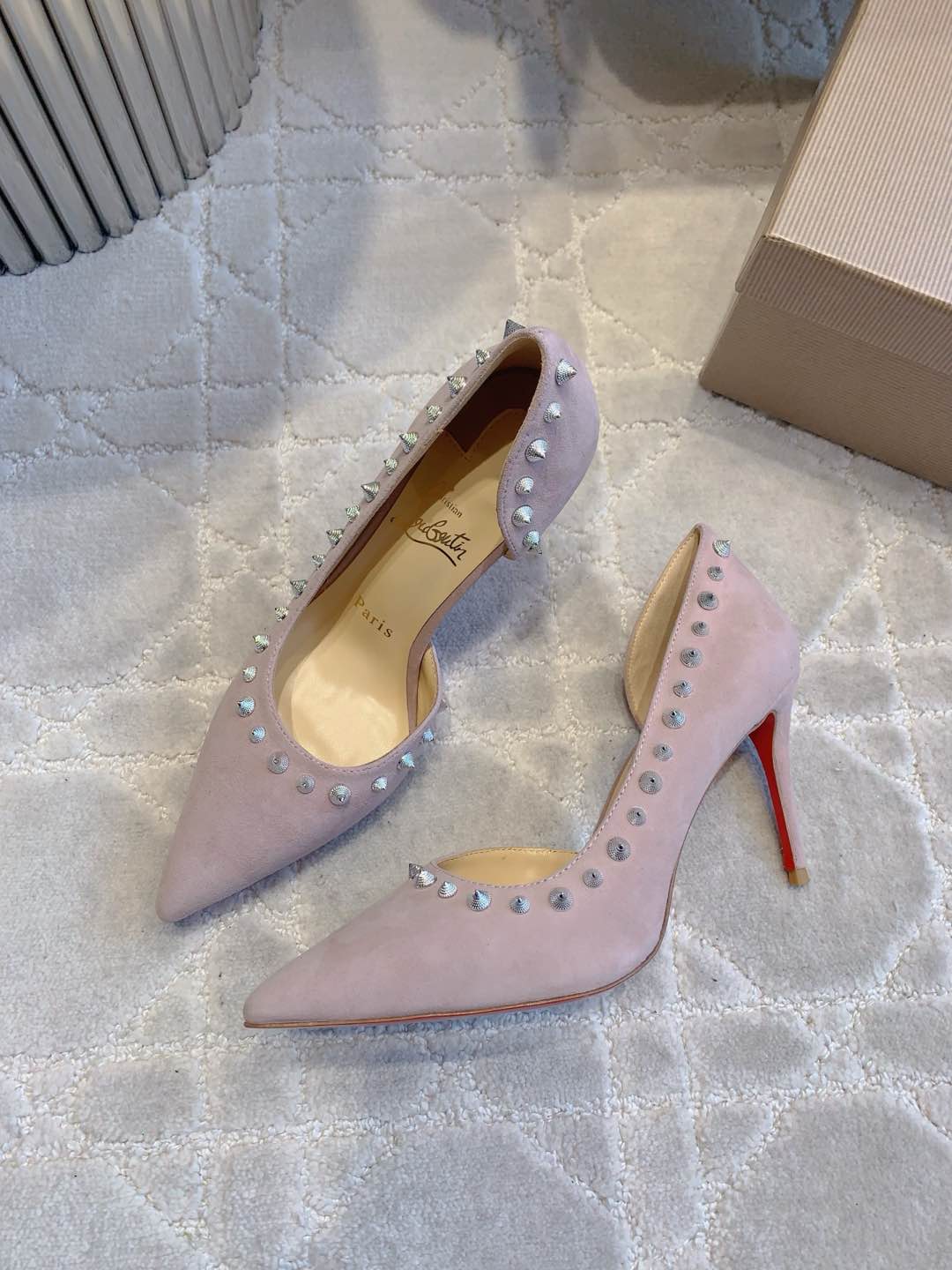 CL Irishell 85 Studded d'Orsay Pumps Thistle Suede 177130