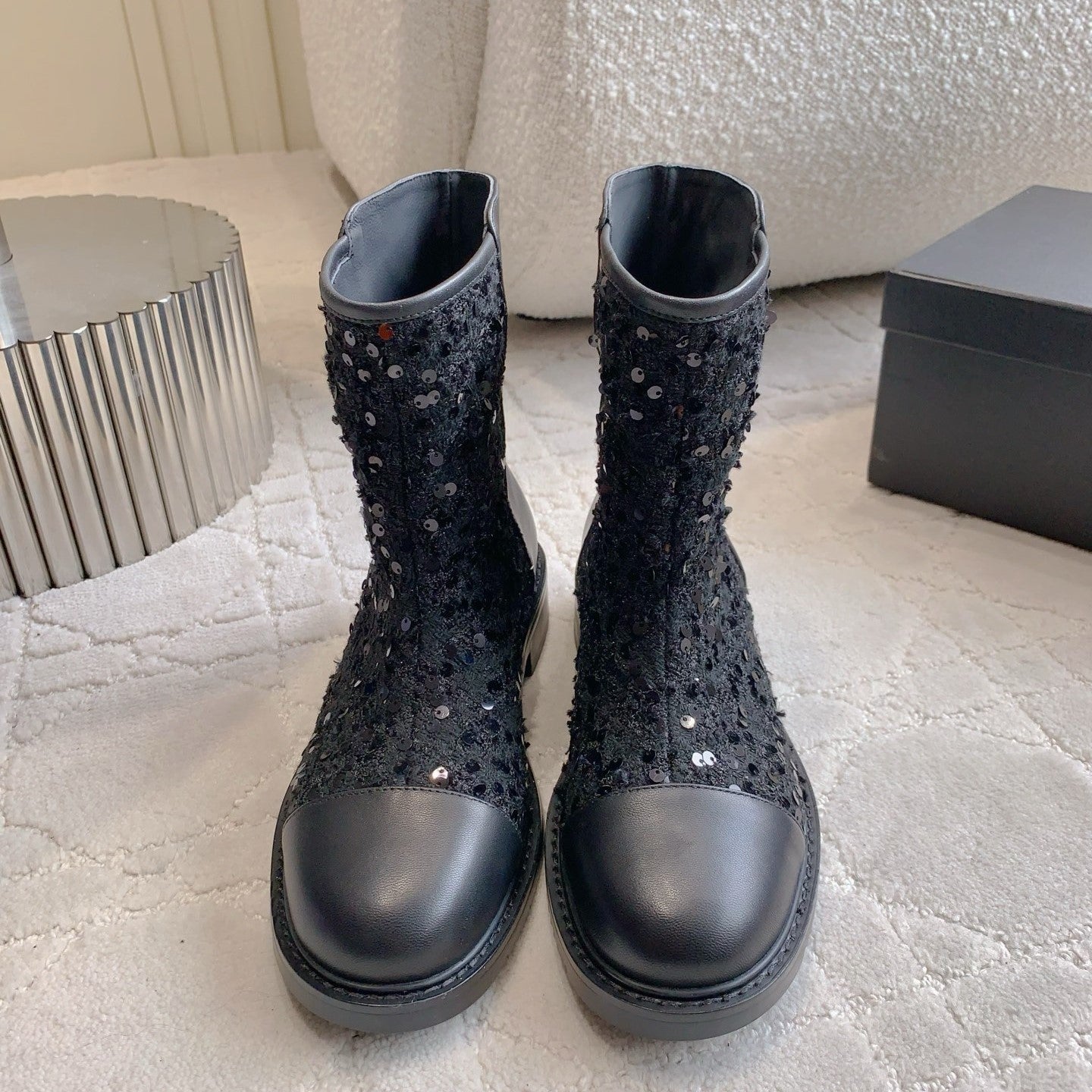 CC Ankle Boot 30mm Black Cowhide Glitter 464576
