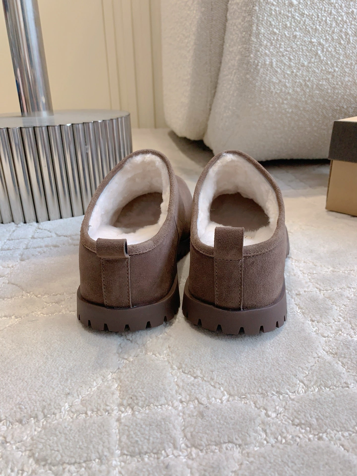 UGG Classic Ultra Mini Mule Reddish Brown Wool Suede Fleece Lining 516912