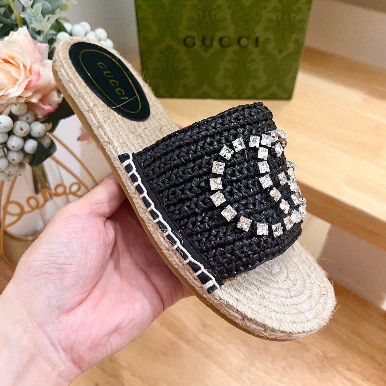 GG Casual Style Logo Sandals Black