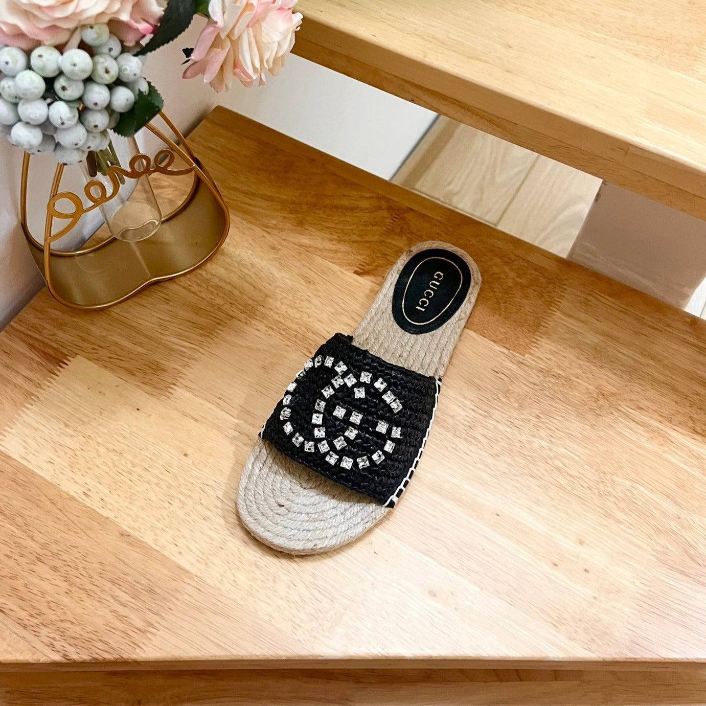 GG Casual Style Logo Sandals Black