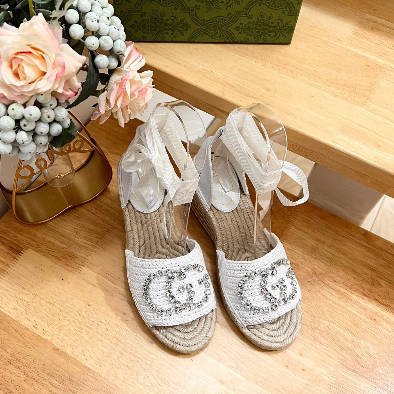 GG Women High Sandal Shoes White