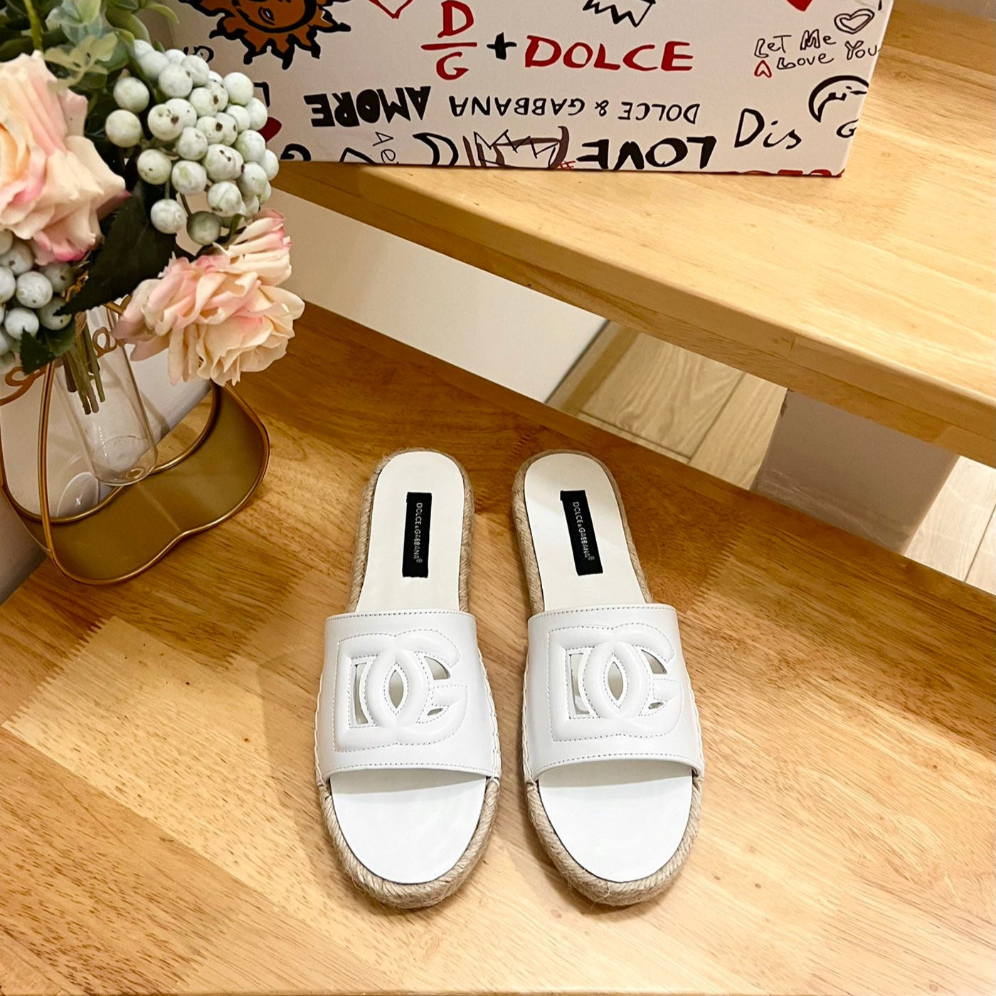 DC Espadrilles Sildes White Rubber & Sheepskin 240623