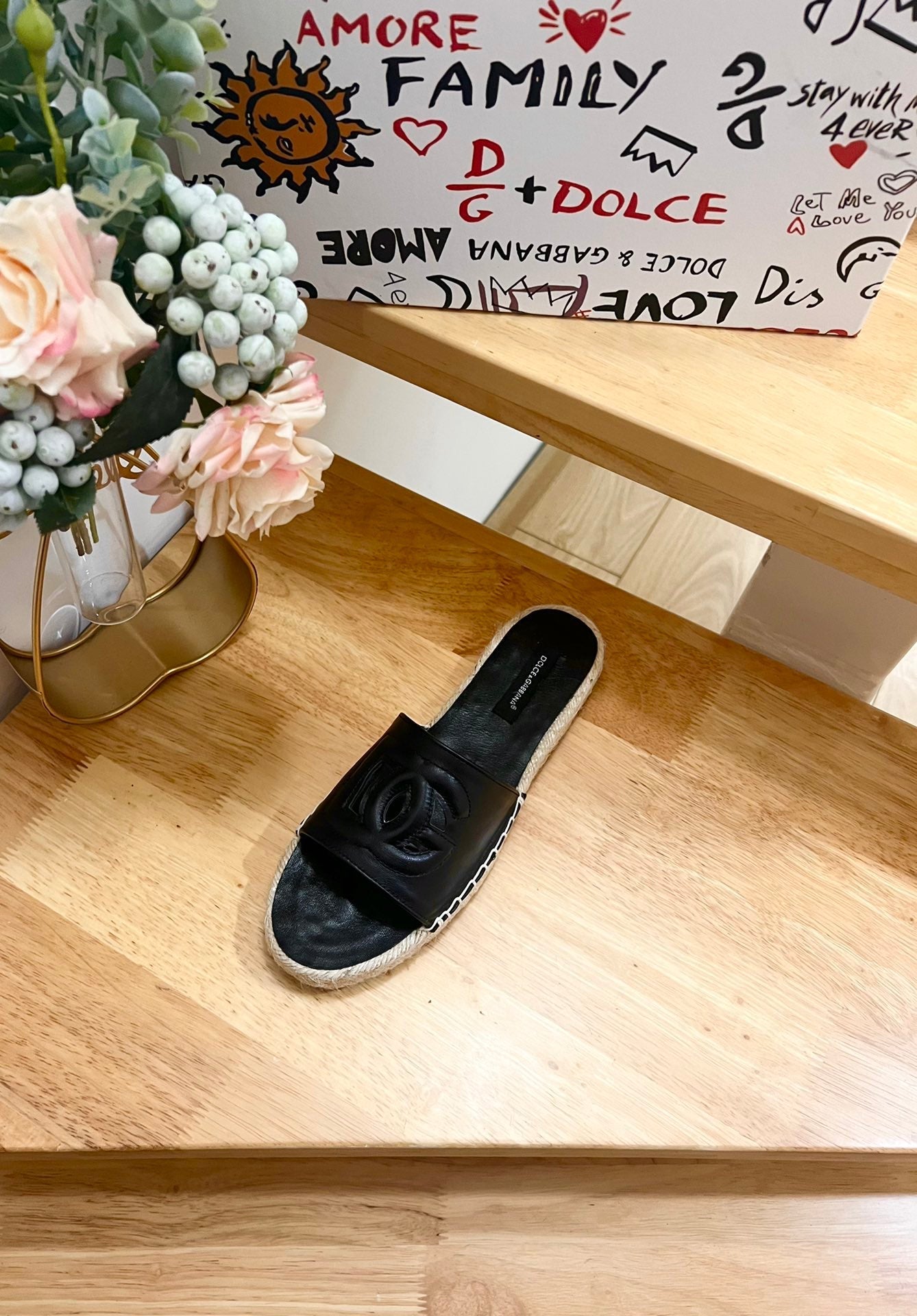 DC Espadrilles Sildes Black Rubber & Sheepskin 240624
