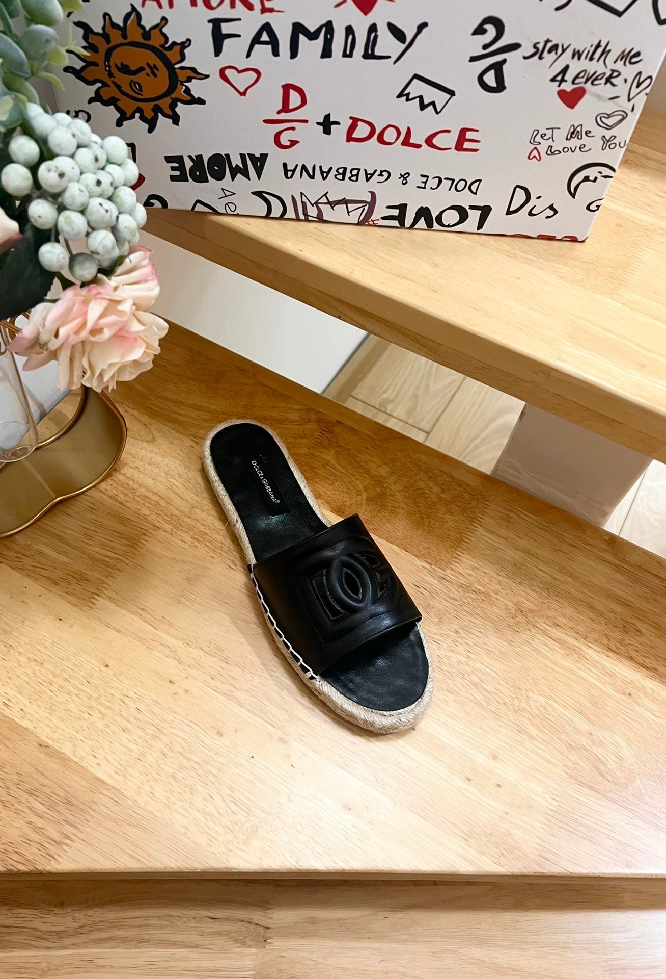 DC Espadrilles Sildes Black Rubber & Sheepskin 240624