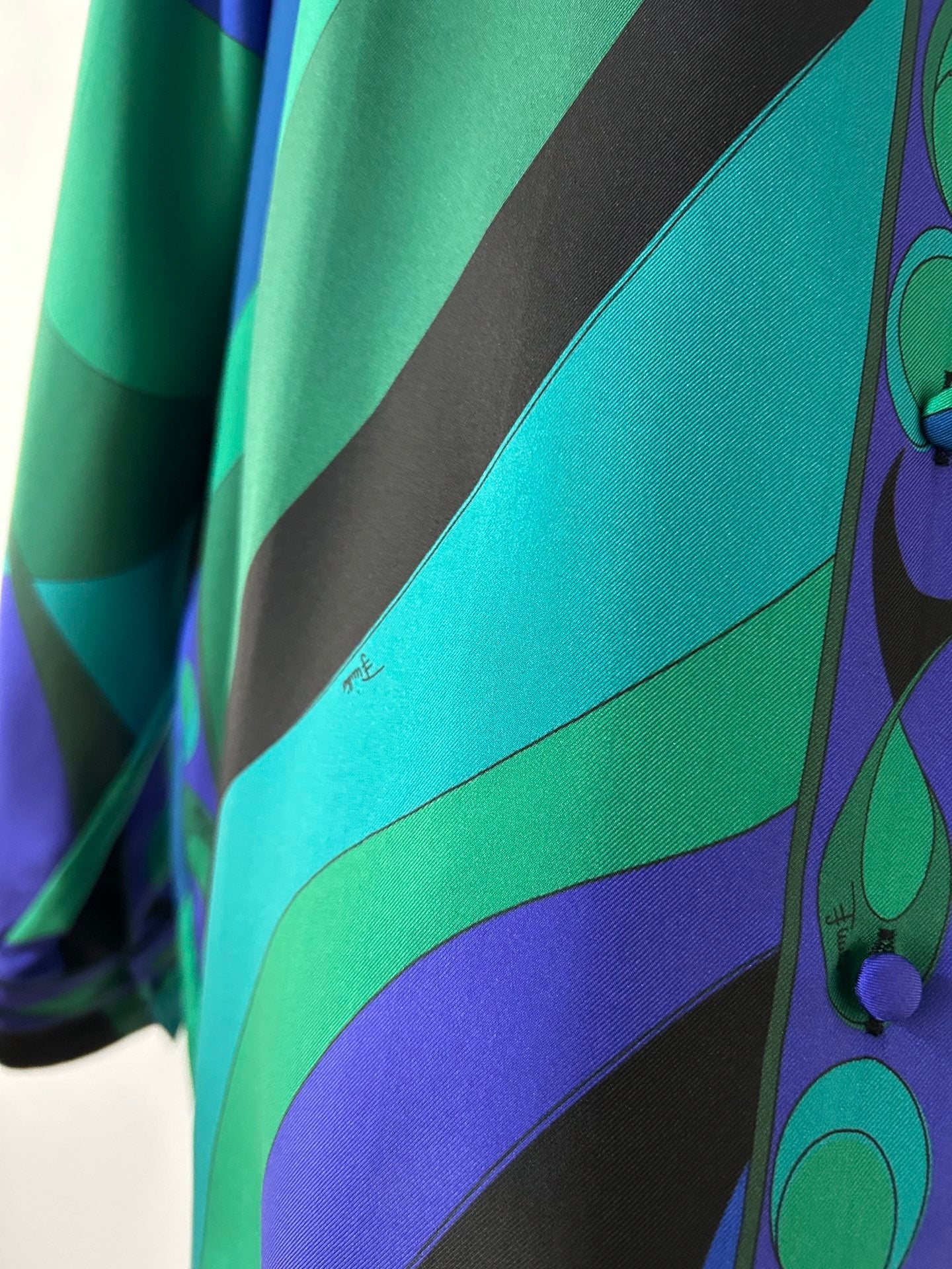 Pucci 26s Stella-Print Silk Shirt Green Blue Silk 391094