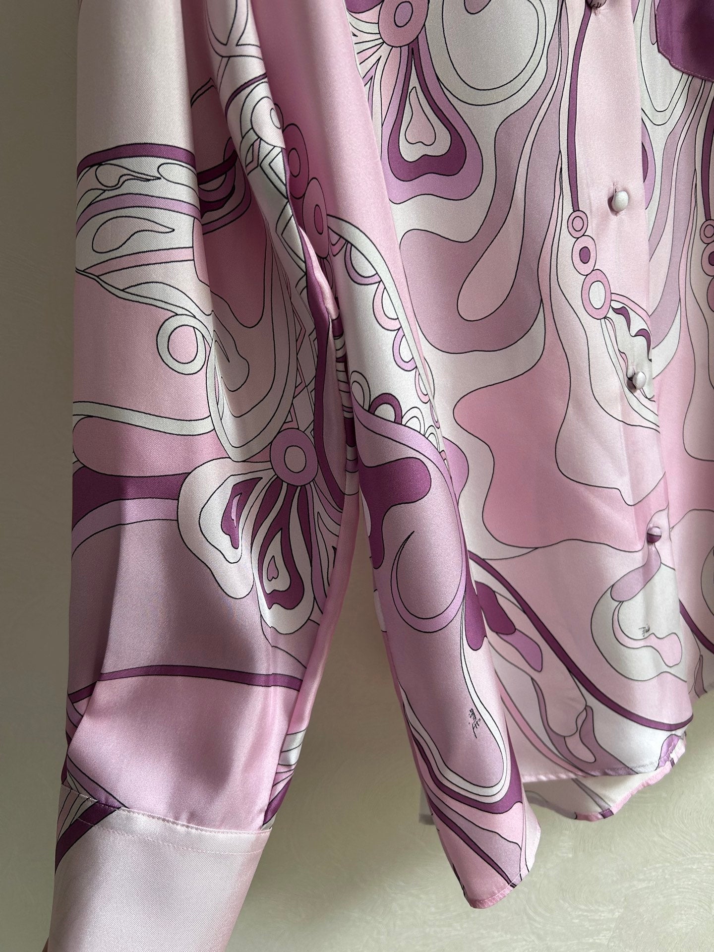 Pucci 26s Stella-Print Silk Shirt Light Pink Silk 391067