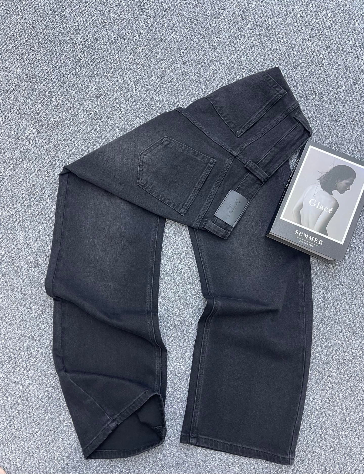 YSL 26s Jeans Wide-Leg Black Denim 429806