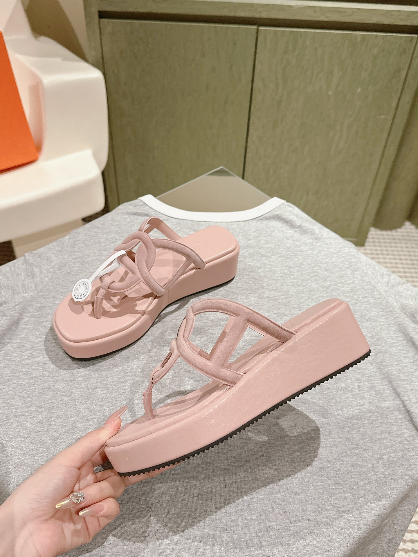 HM Gipsy Sandals 50mm Pink Sheepskin 484749