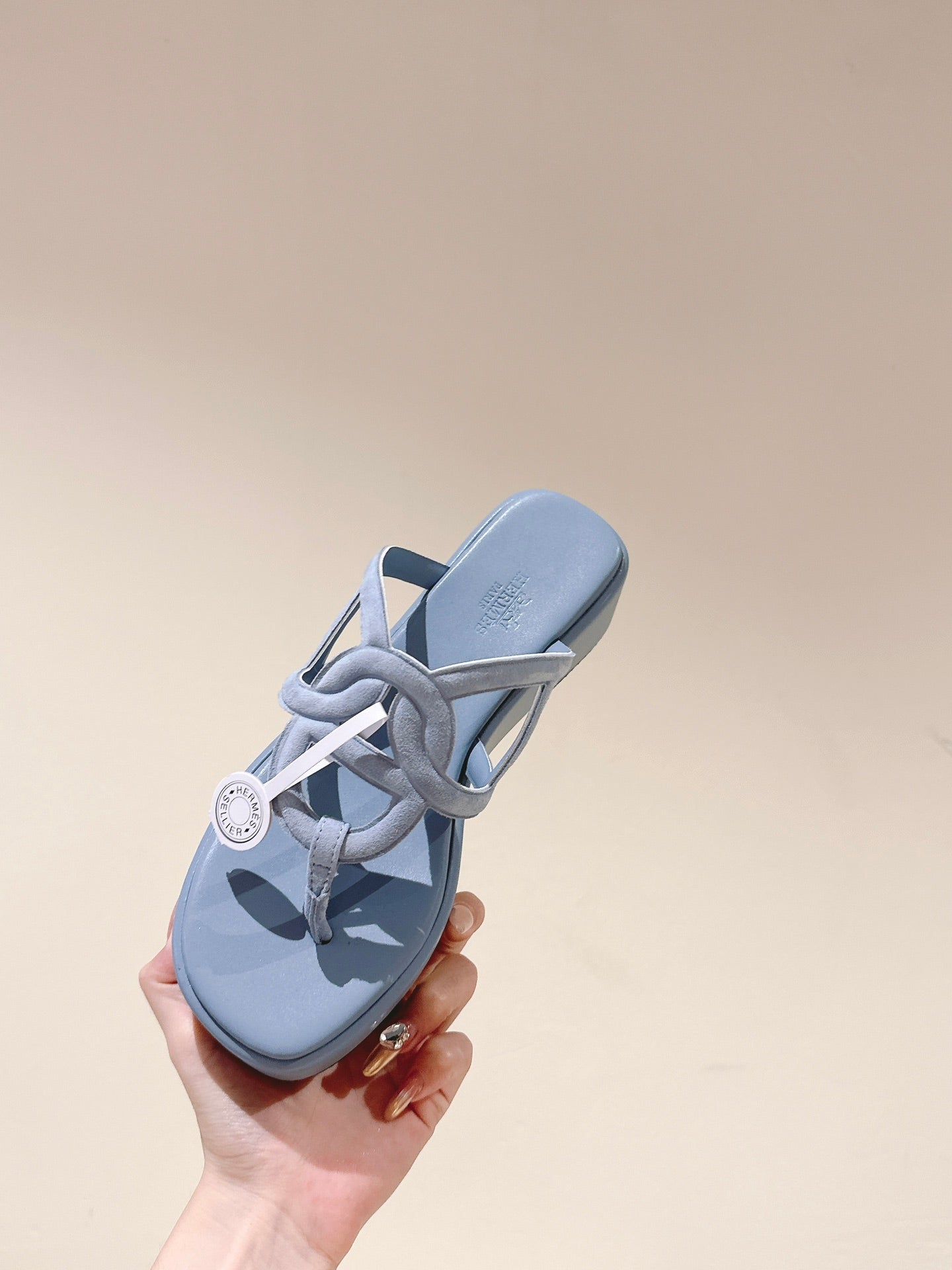 HM Gipsy Sandals 50mm Blue Sheepskin 484750