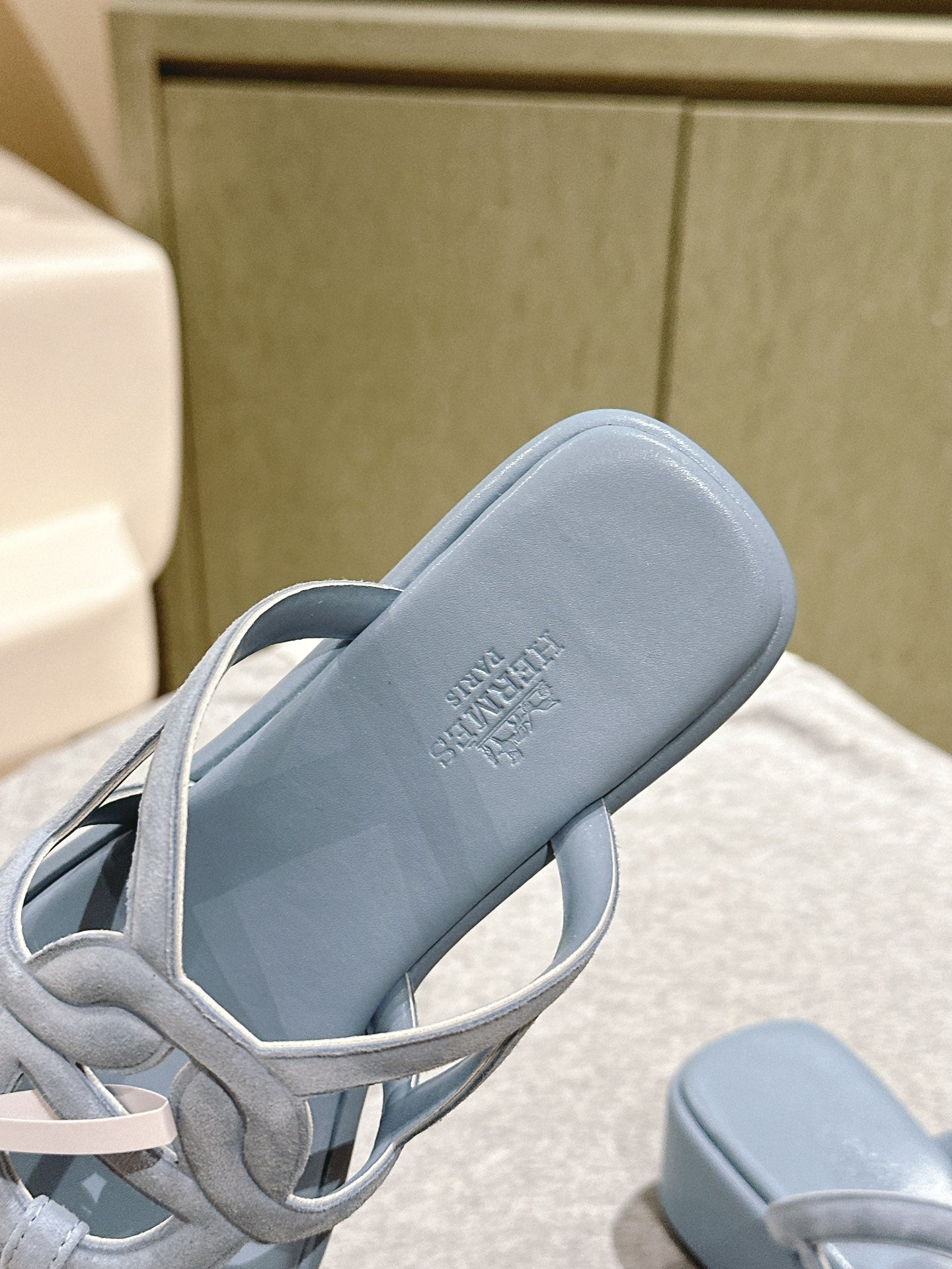 HM Gipsy Sandals 50mm Blue Sheepskin 484750