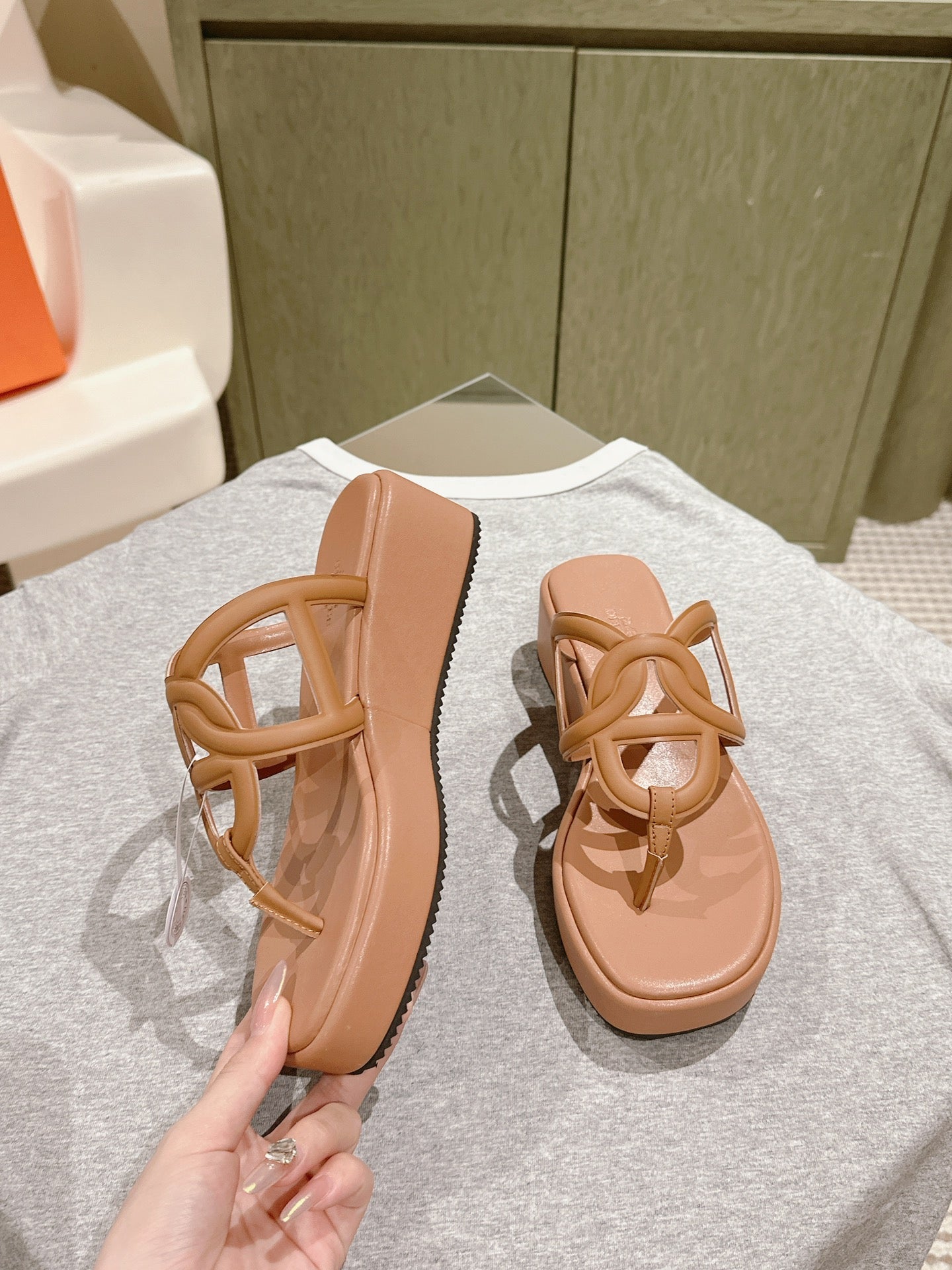 HM Gipsy Sandals 50mm Light muted browns Sheepskin 484752