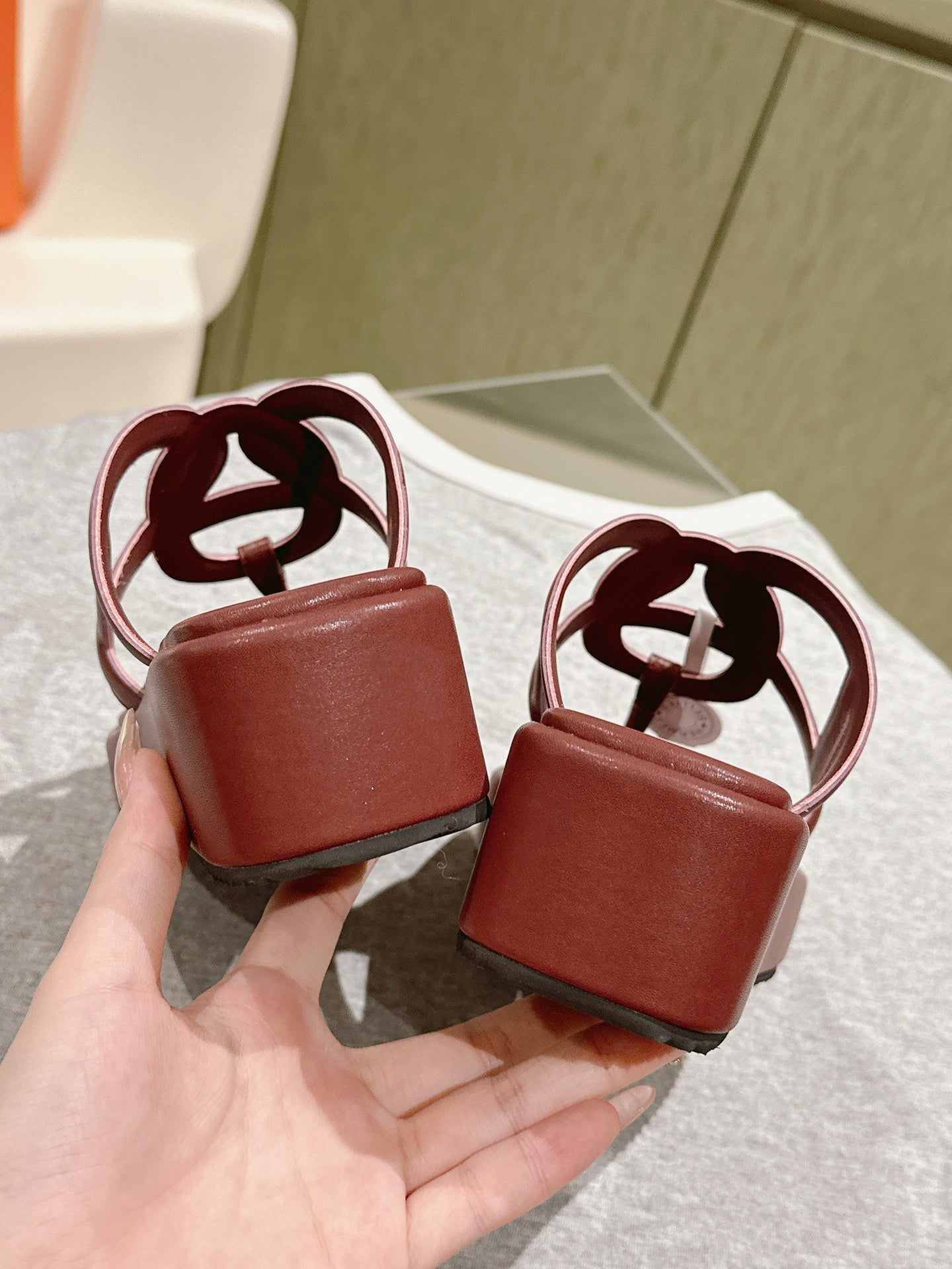 HM Gipsy Sandals 50mm Reddish-brown Sheepskin 484755