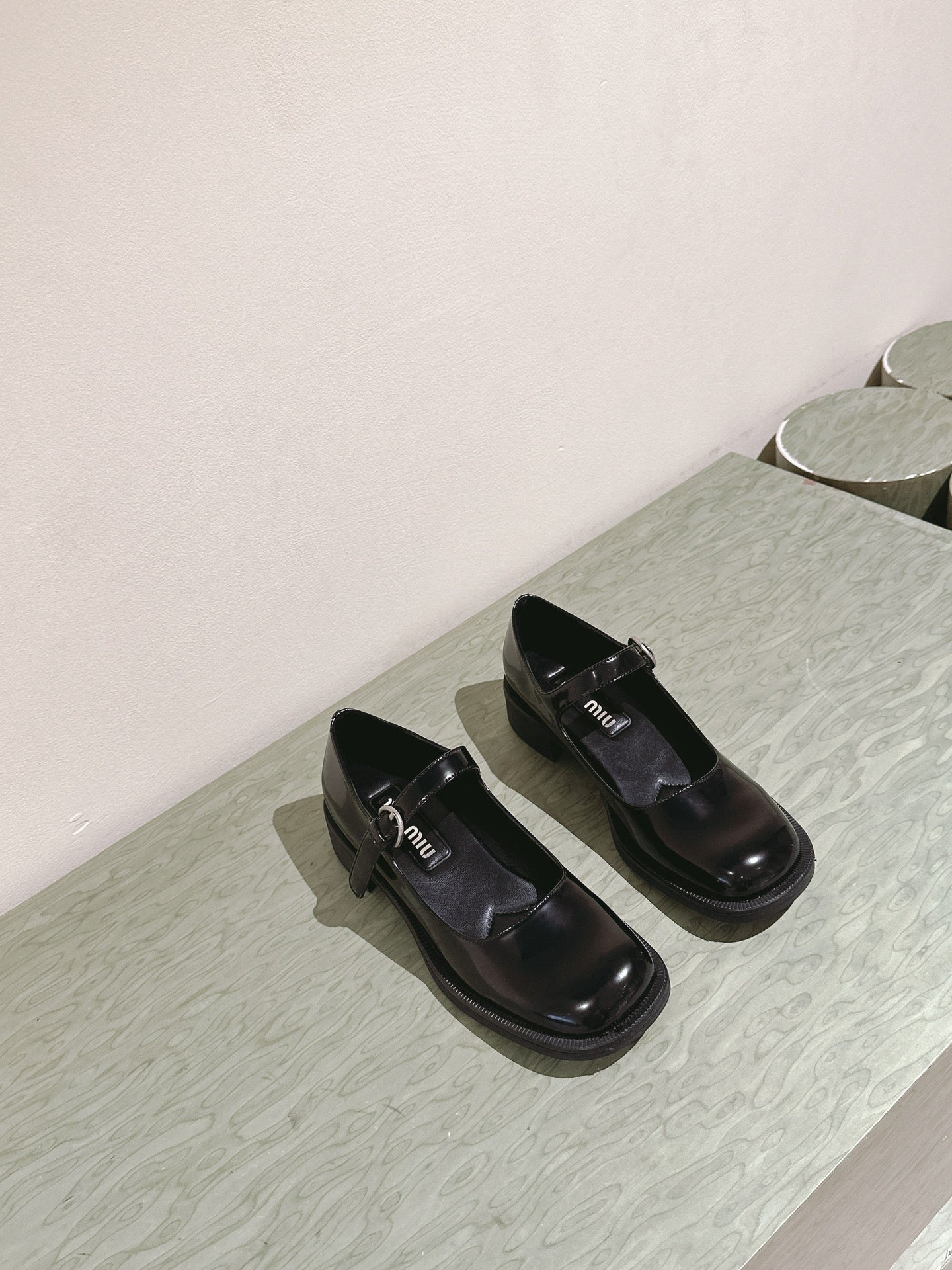 Miu Mary Jane Shoes Black Patent Leather 445567
