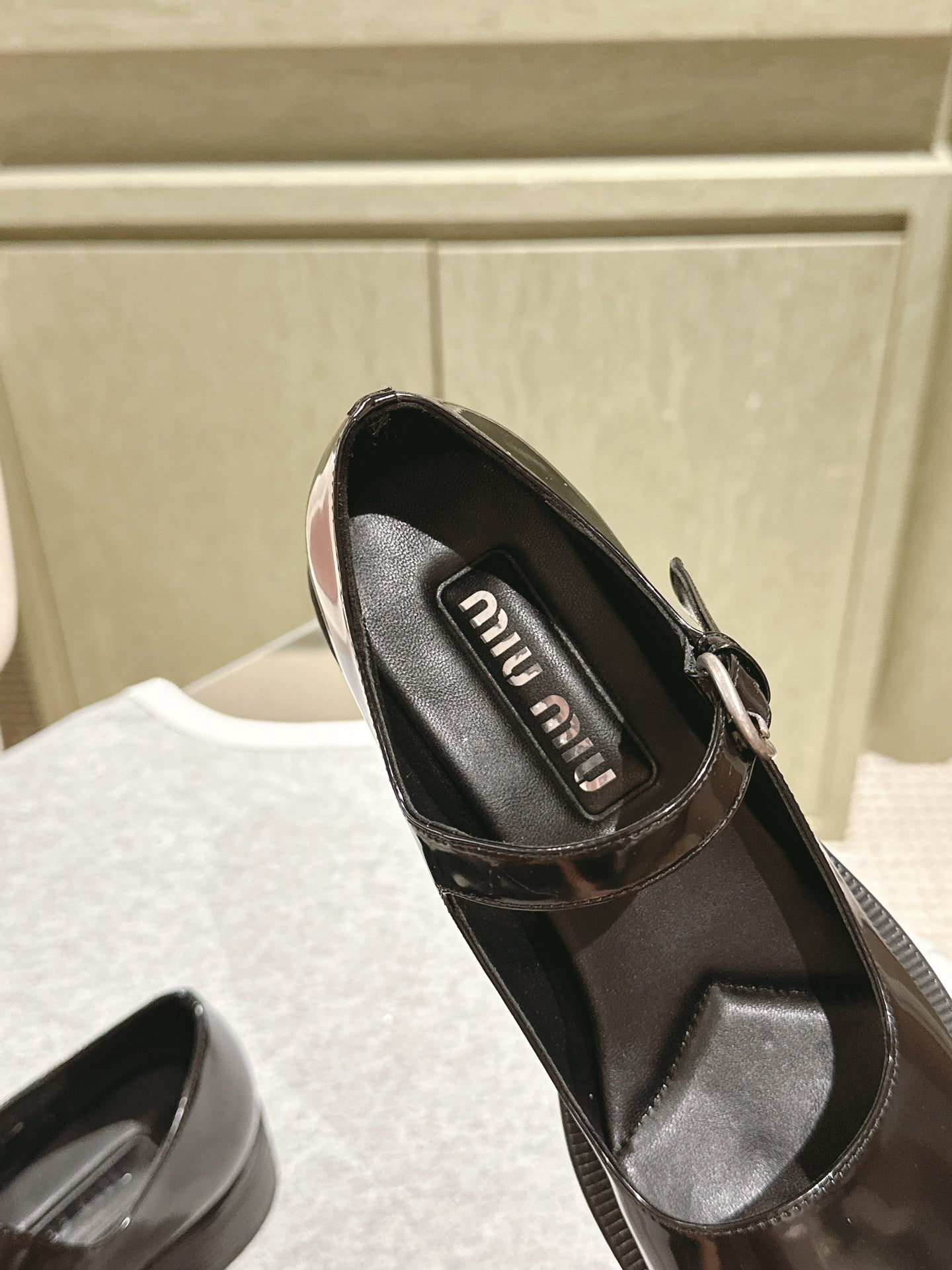 Miu Mary Jane Shoes Black Patent Leather 445567