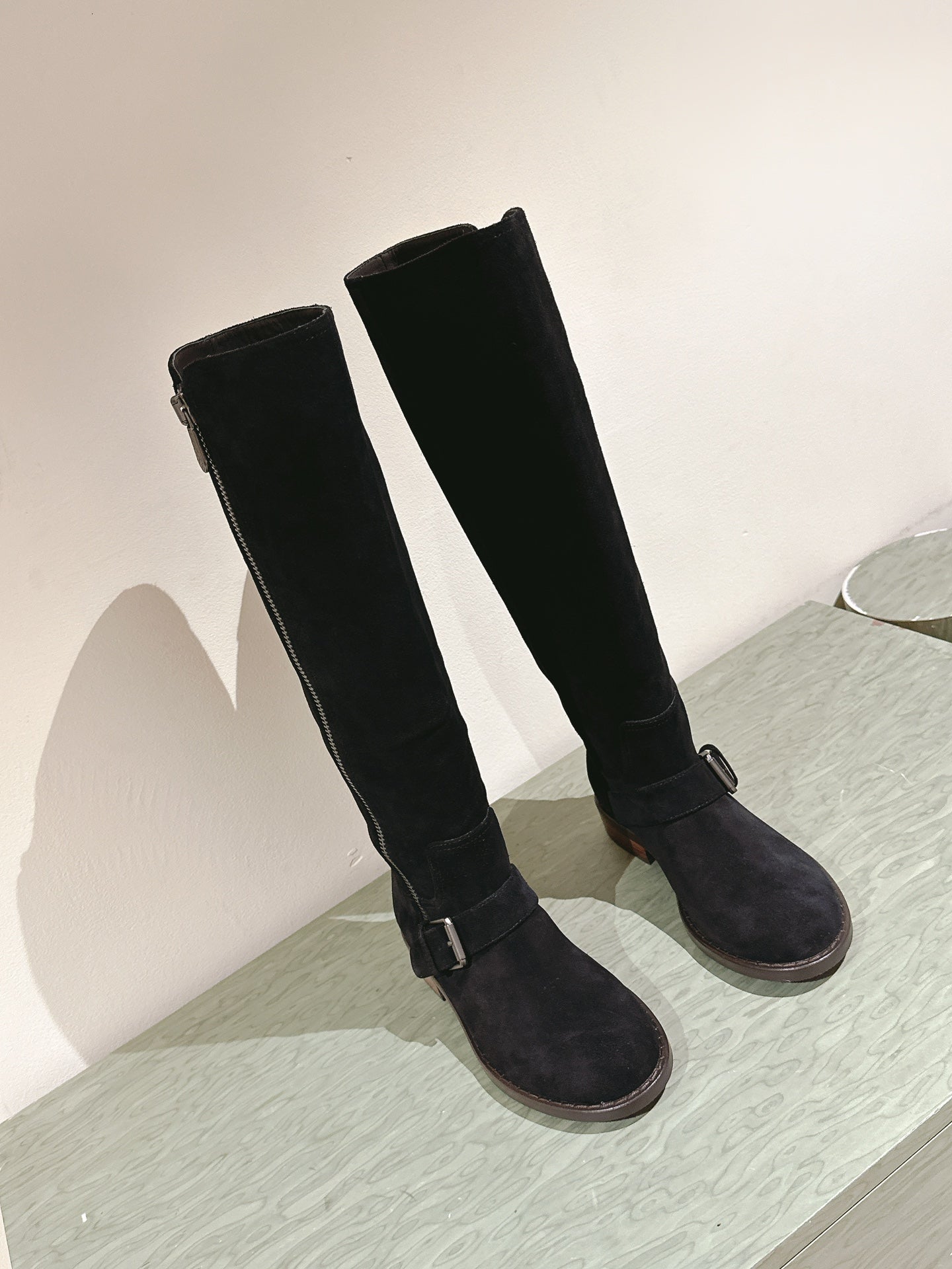 BV Long Boots 30mm Black Suede 446178