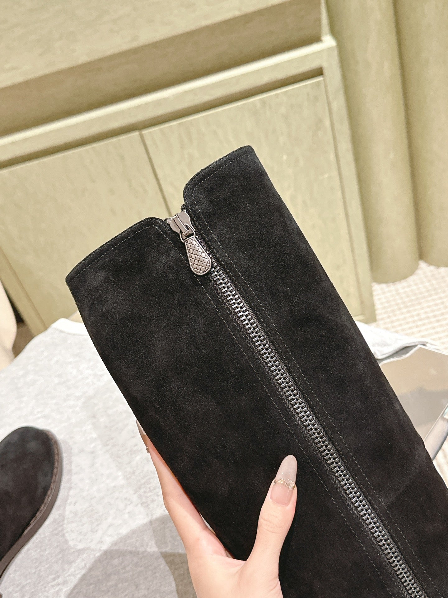 BV Long Boots 30mm Black Suede 446178