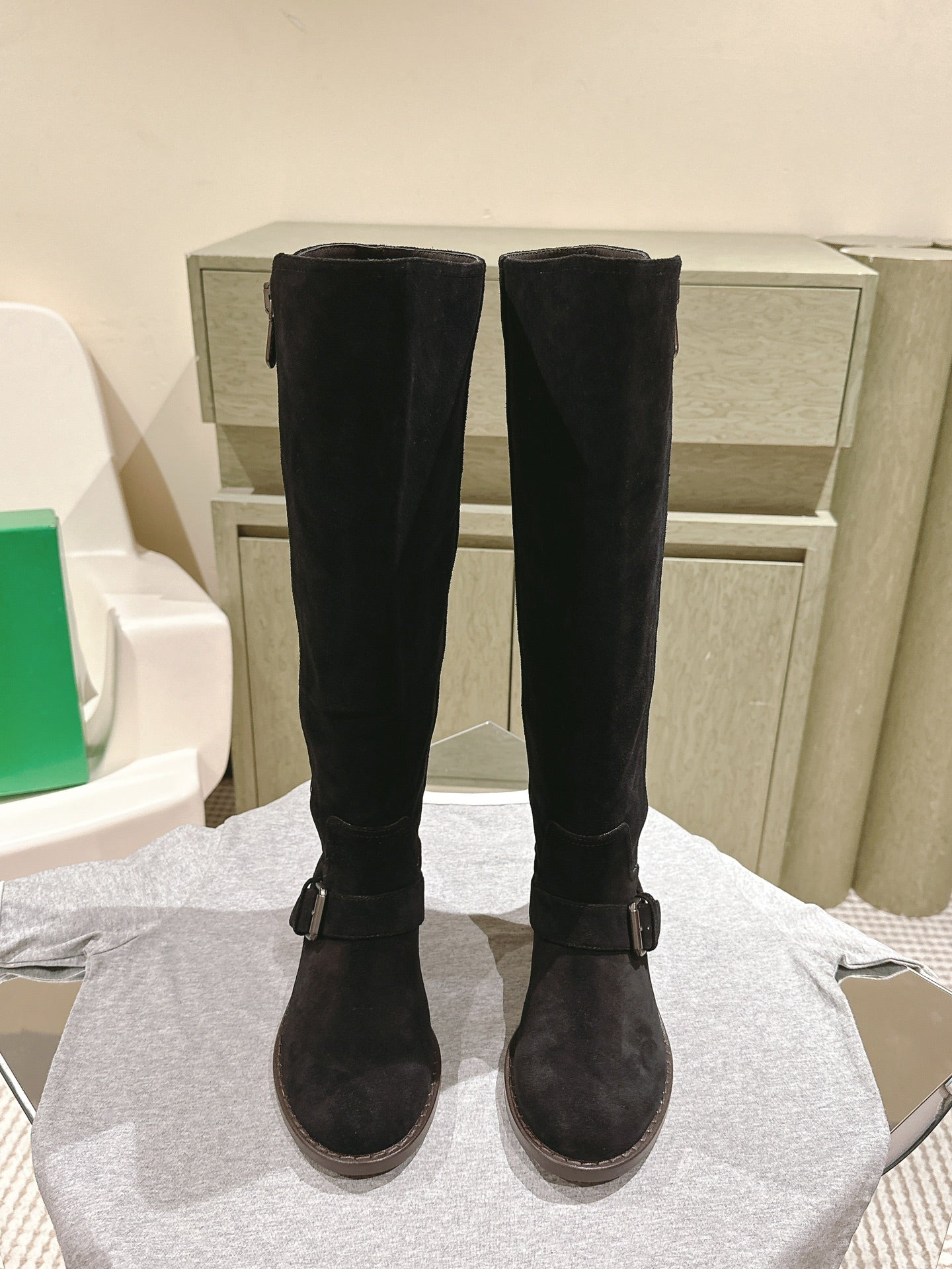 BV Long Boots 30mm Black Suede 446178