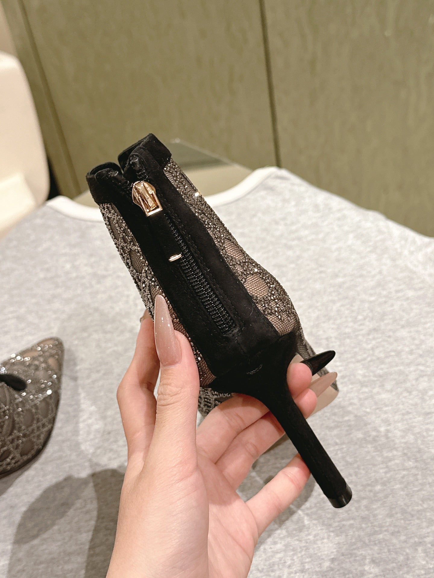 CD Capture Ankle Boot 85mm Black Mesh & Suede 483089