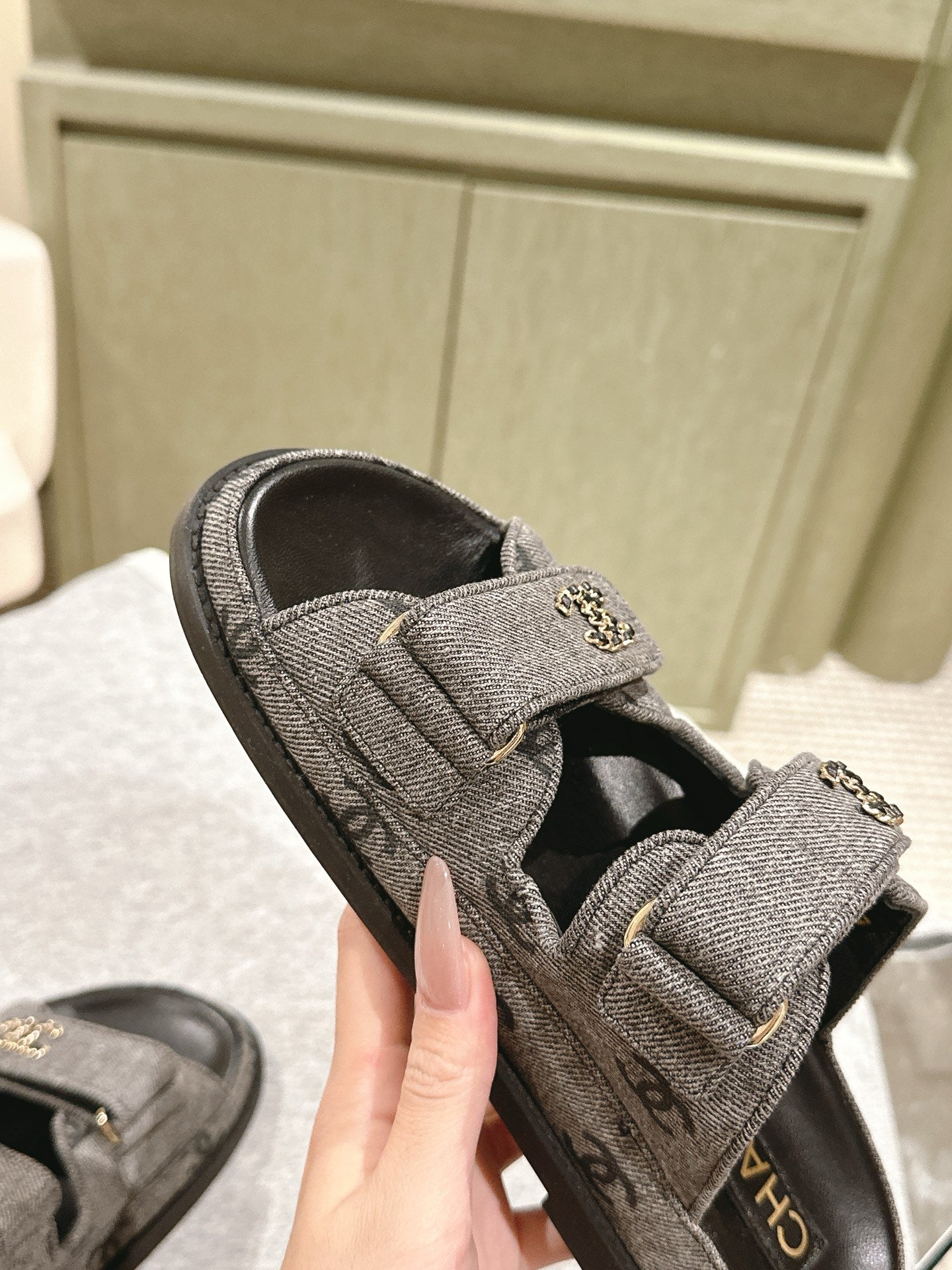 CC 25C Dad Sandals Mule Black Grey Denim 462221