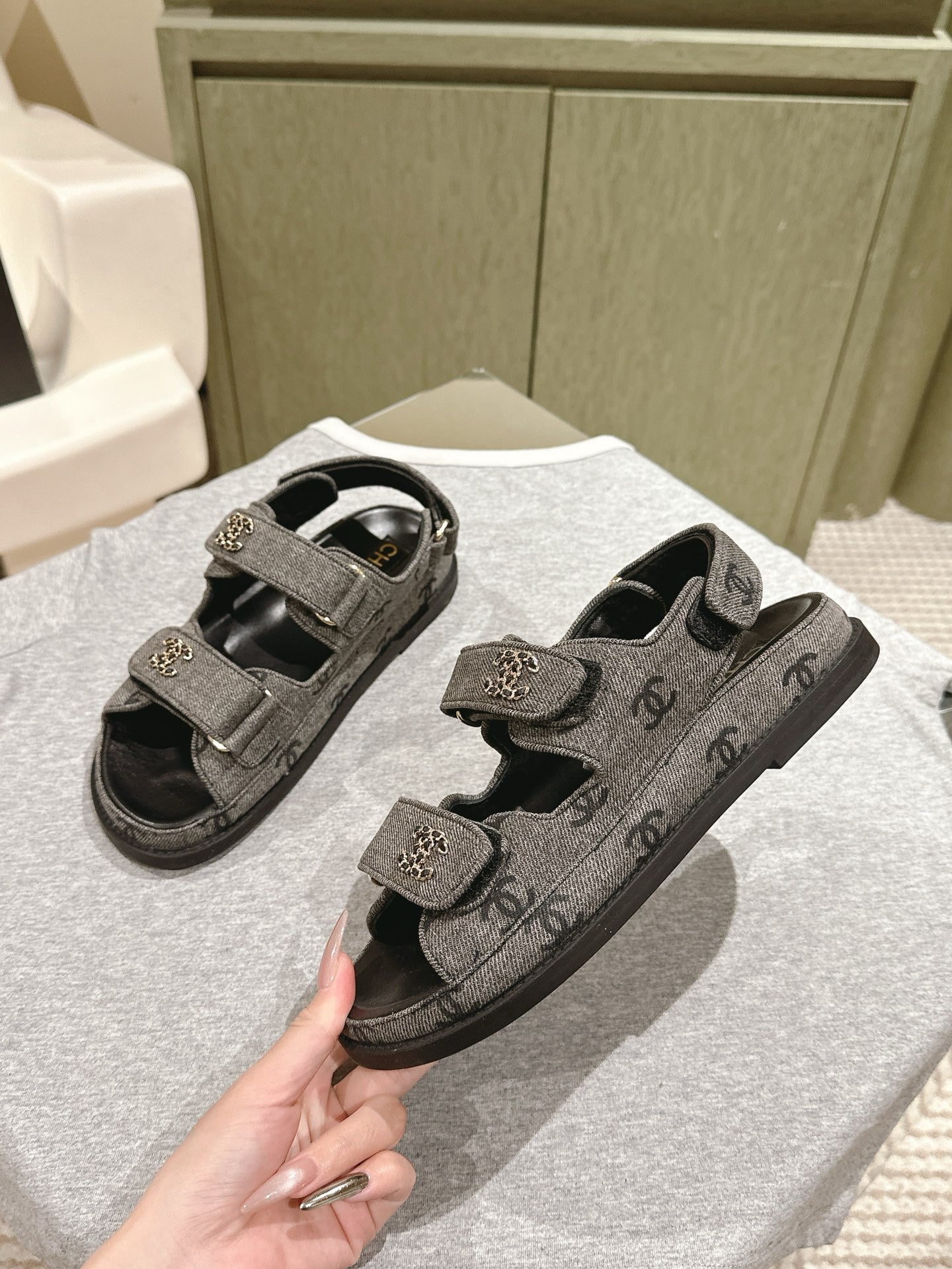 CC 25C Dad Sandals Grey Black Denim 462228
