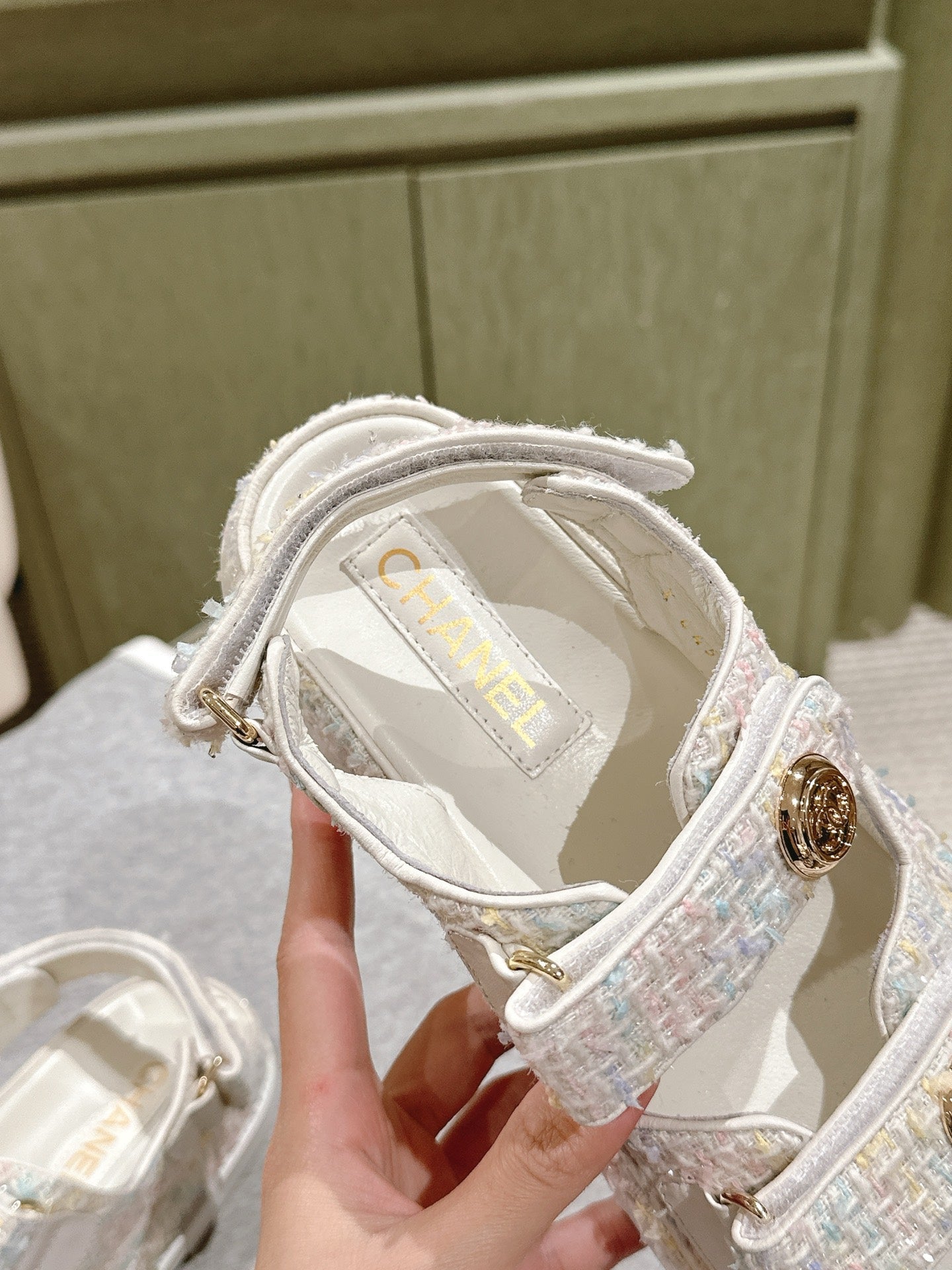 CC 25C Dad Sandals White Colorful Tweed 462229