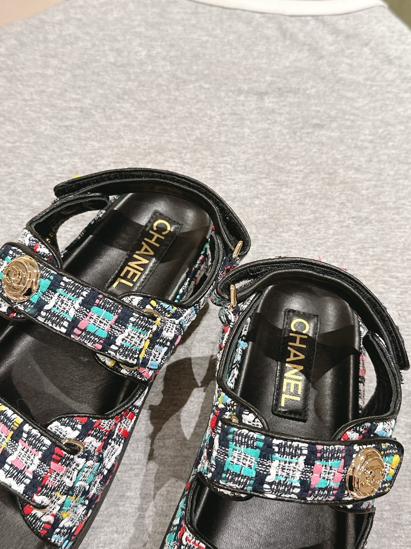 CC 25C Dad Sandals Black Colorful Tweed 462230