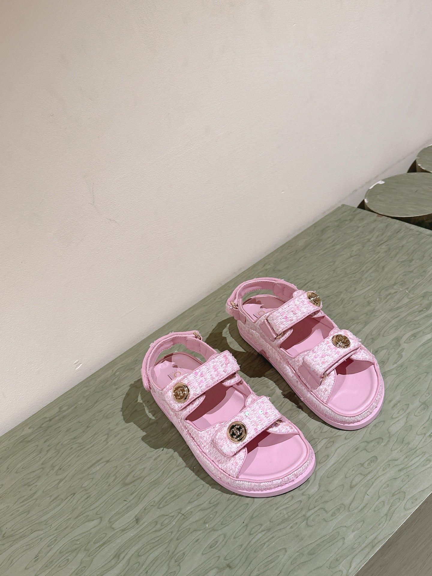 CC 25C Dad Sandals PInk White Tweed 462231