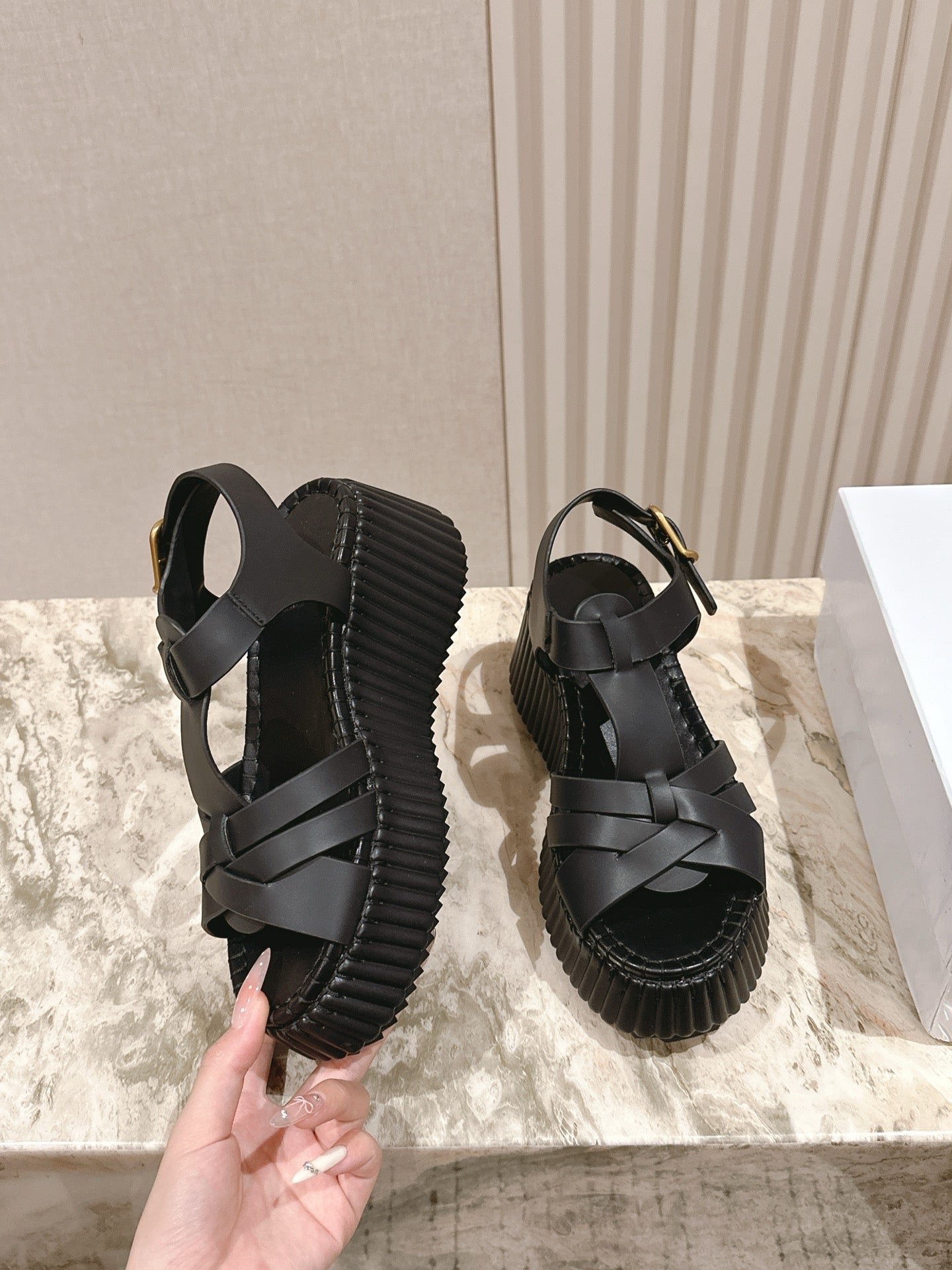 Chloé 26S High-Heeled Sandals in Black Lambskin