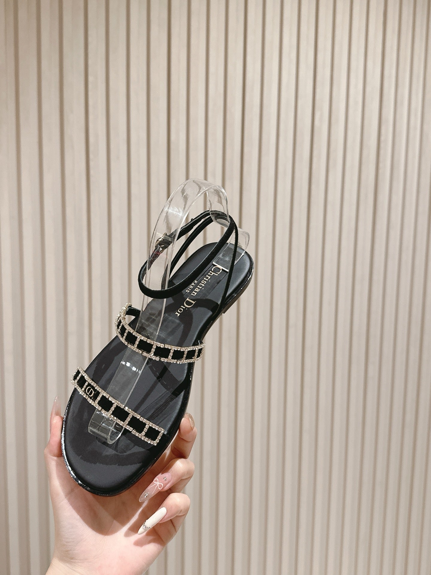 CD Diorissime Sandal Black Lambskin 483070