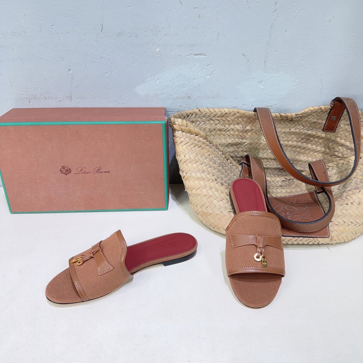 LP Summer Charms Flat Sandal Brown Leather Canvas 742538