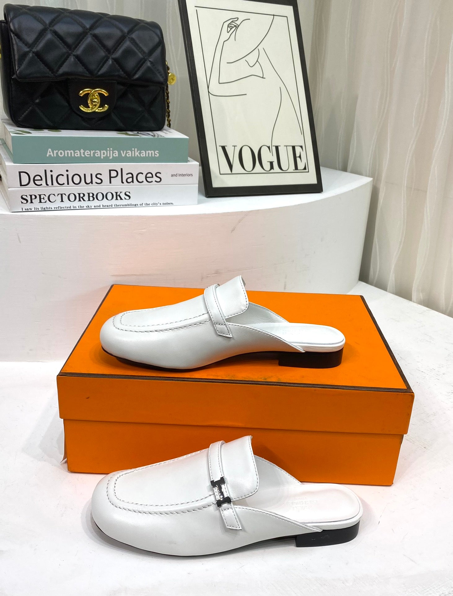 IENA MULE WHITE CALFSKIN