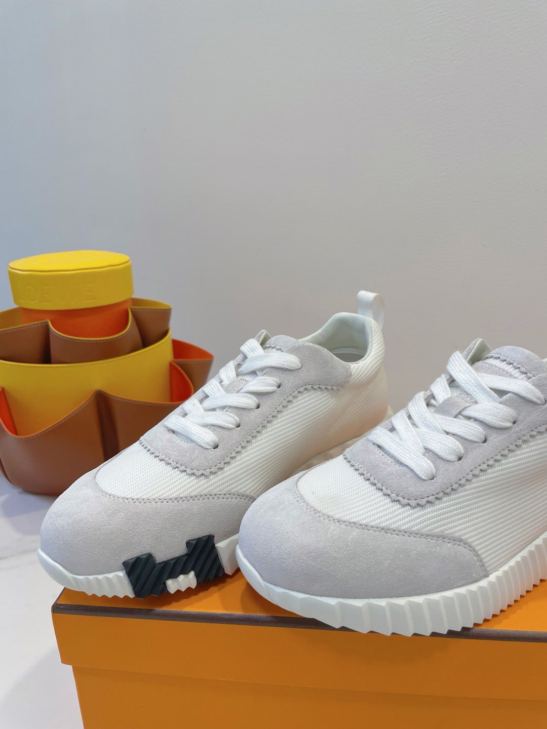 HM Bouncing sneaker White mix Beige Grey Fabric with Suede 212279