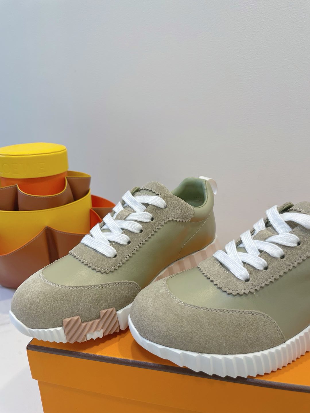 HM Bouncing sneaker Beige Esquisse Calfskin and Suede 212286