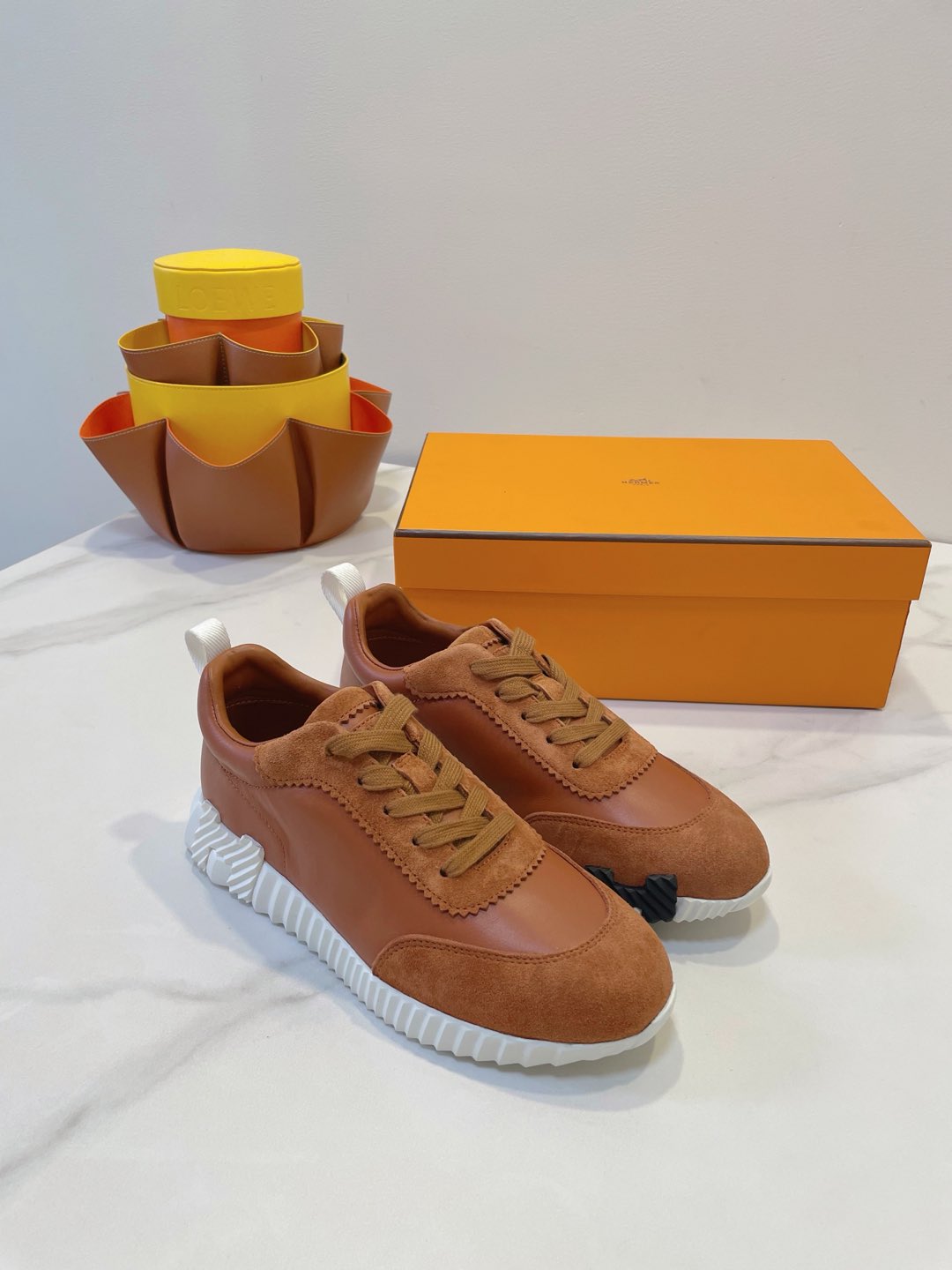 HM Bouncing sneaker Bronze Brown Calfskin and Suede 212287