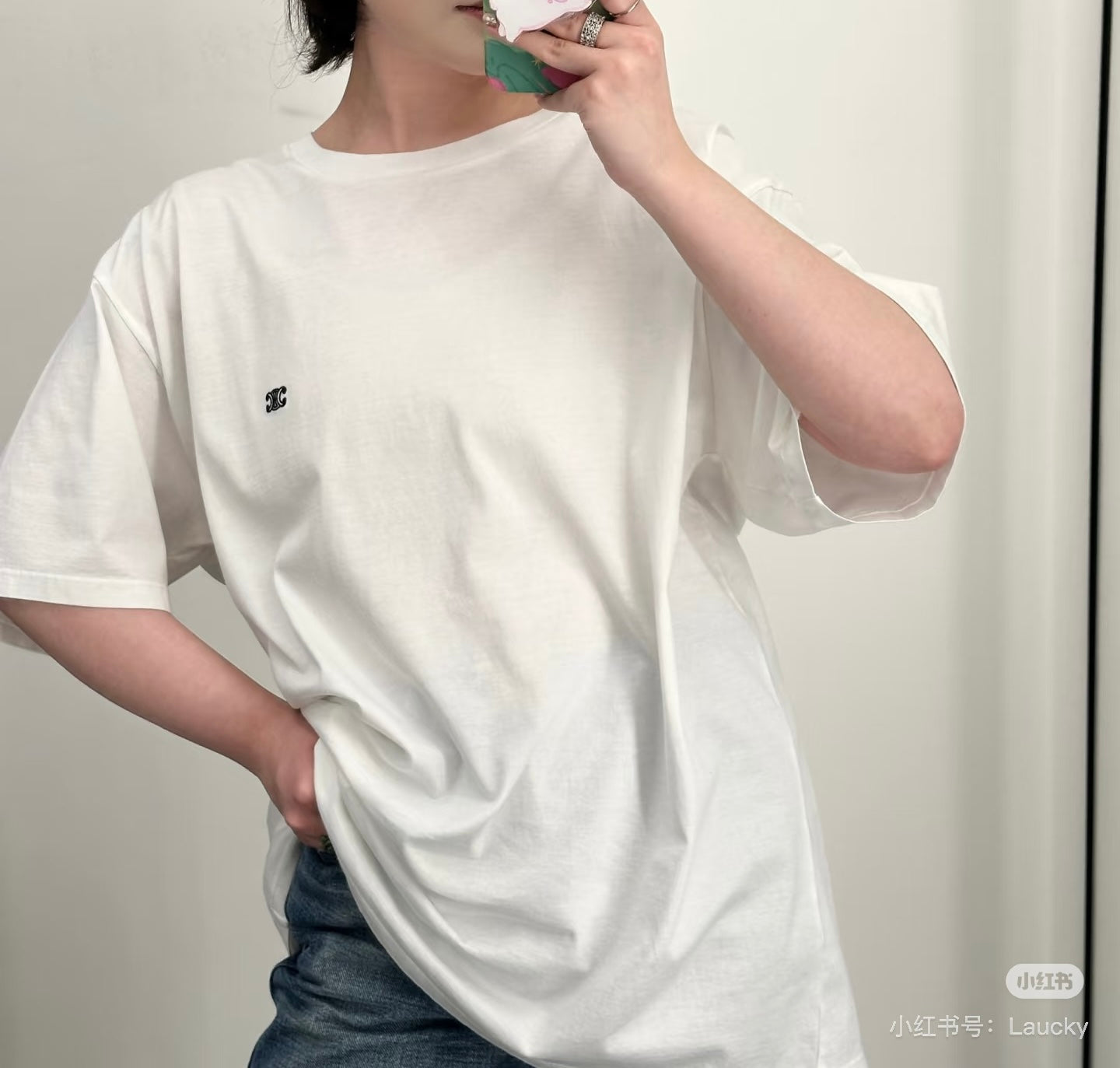 Celine Triomphe Embroidery T-shirt Cotton 351310