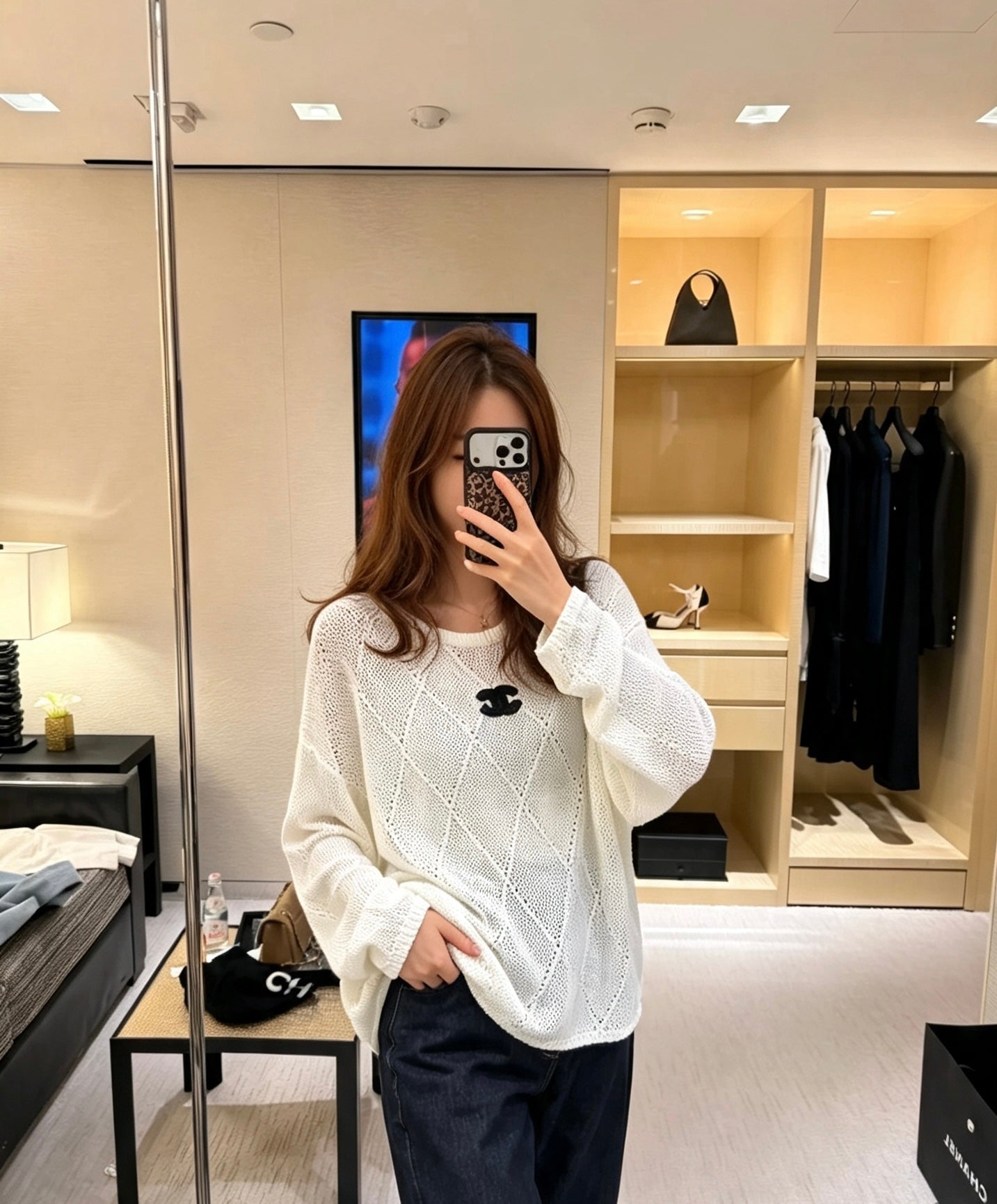 CC 26s Open-Knit Crewneck Sweater Wool 418025