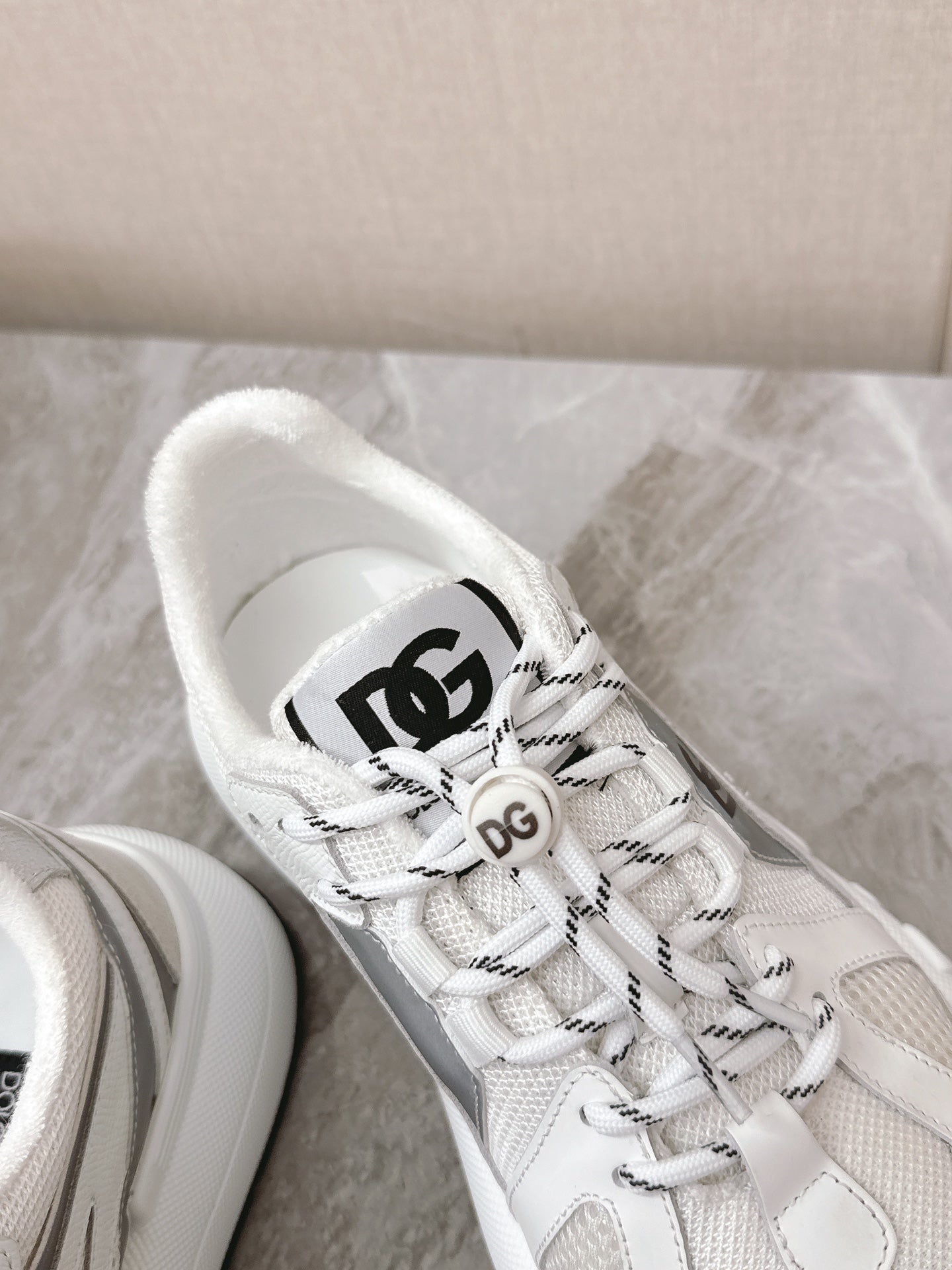 DC Chunky Sneakers White Silver Cowhide & Mesh Lining 339129