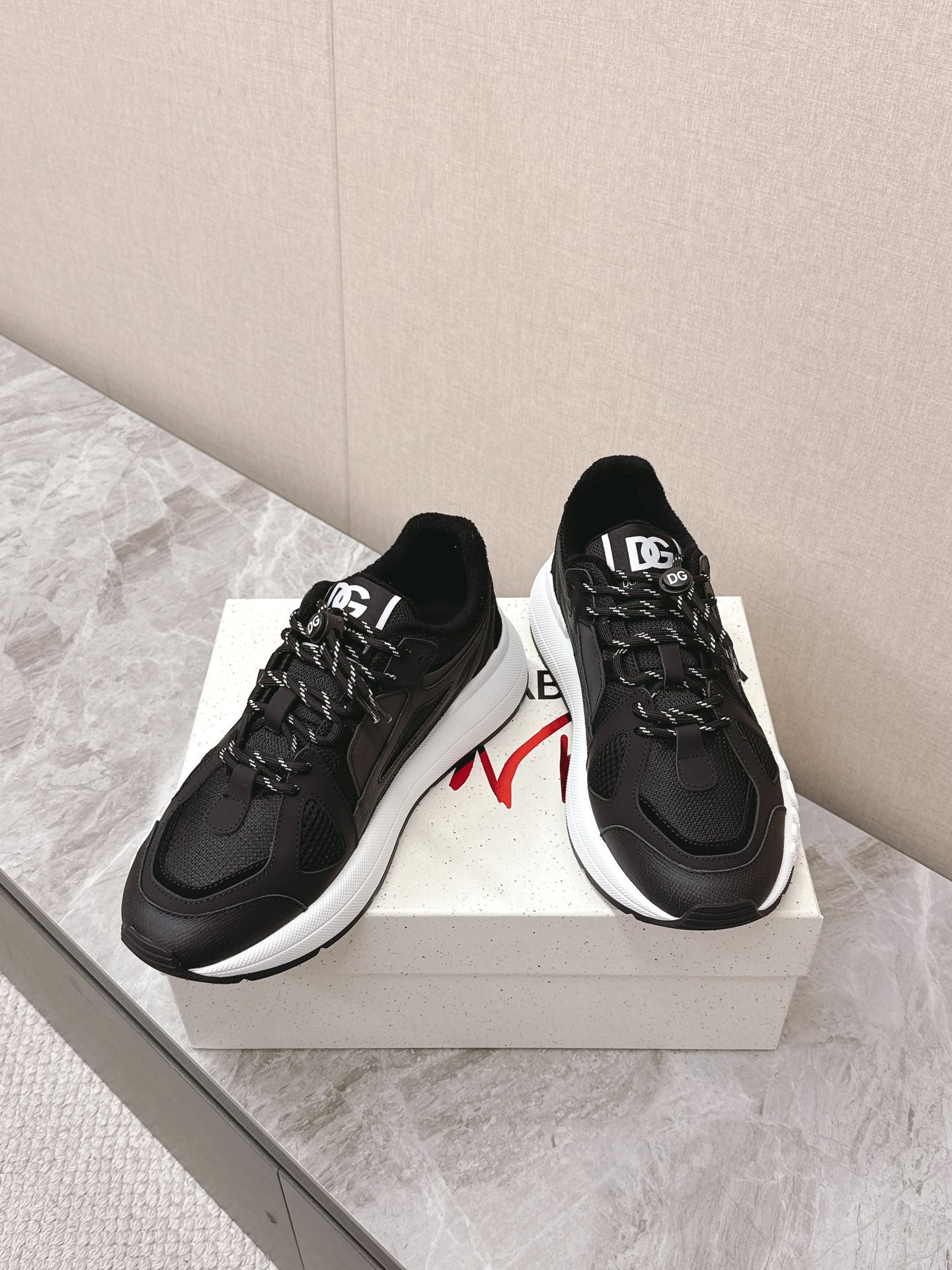 DC Chunky Sneakers Black Cowhide & Mesh Lining 339130