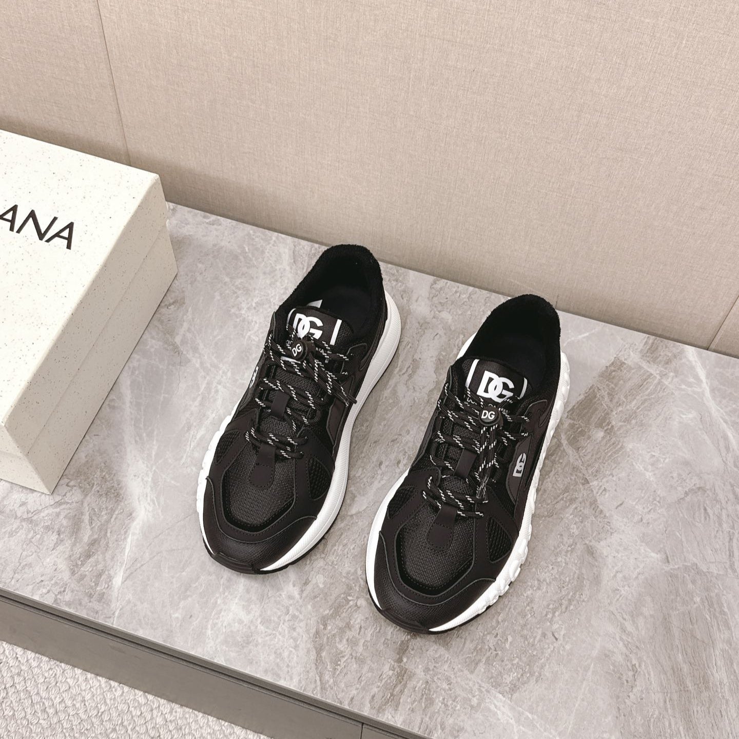 DC Chunky Sneakers Black Cowhide & Mesh Lining 339130