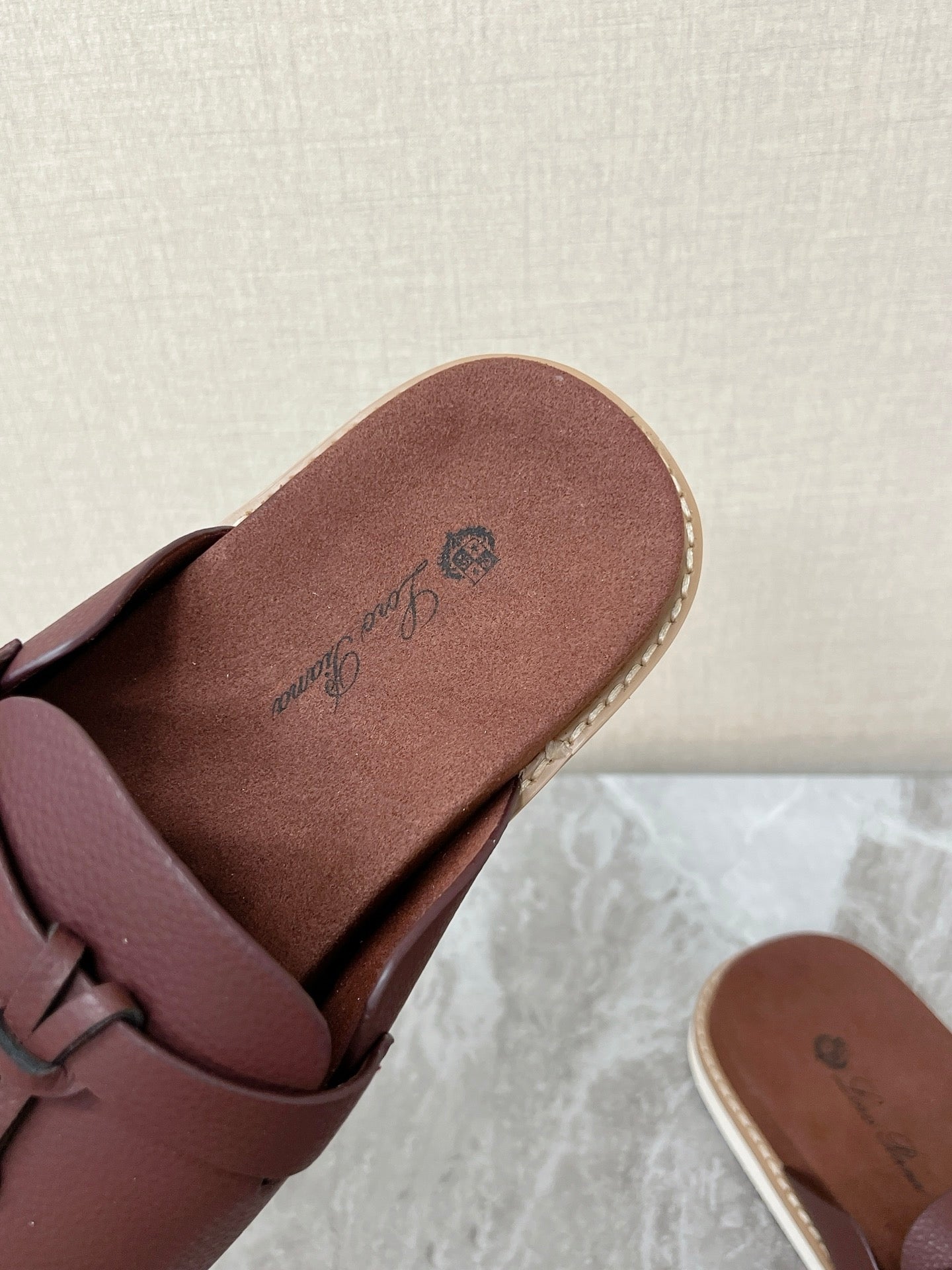 LP 26s Men’s Lock Mule Slides In Burgundy Red Calfskin Silver Hardware