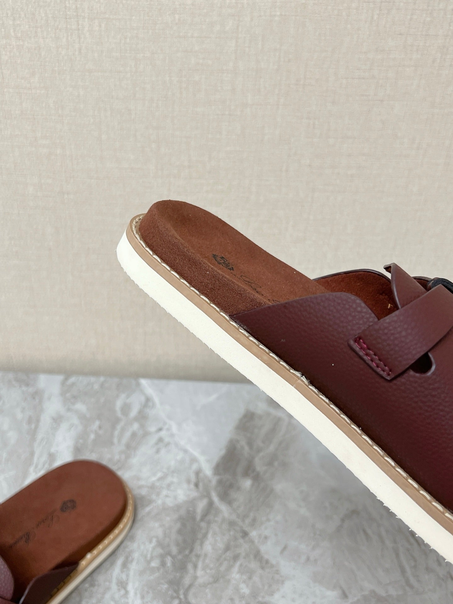 LP 26s Men’s Lock Mule Slides In Burgundy Red Calfskin Silver Hardware