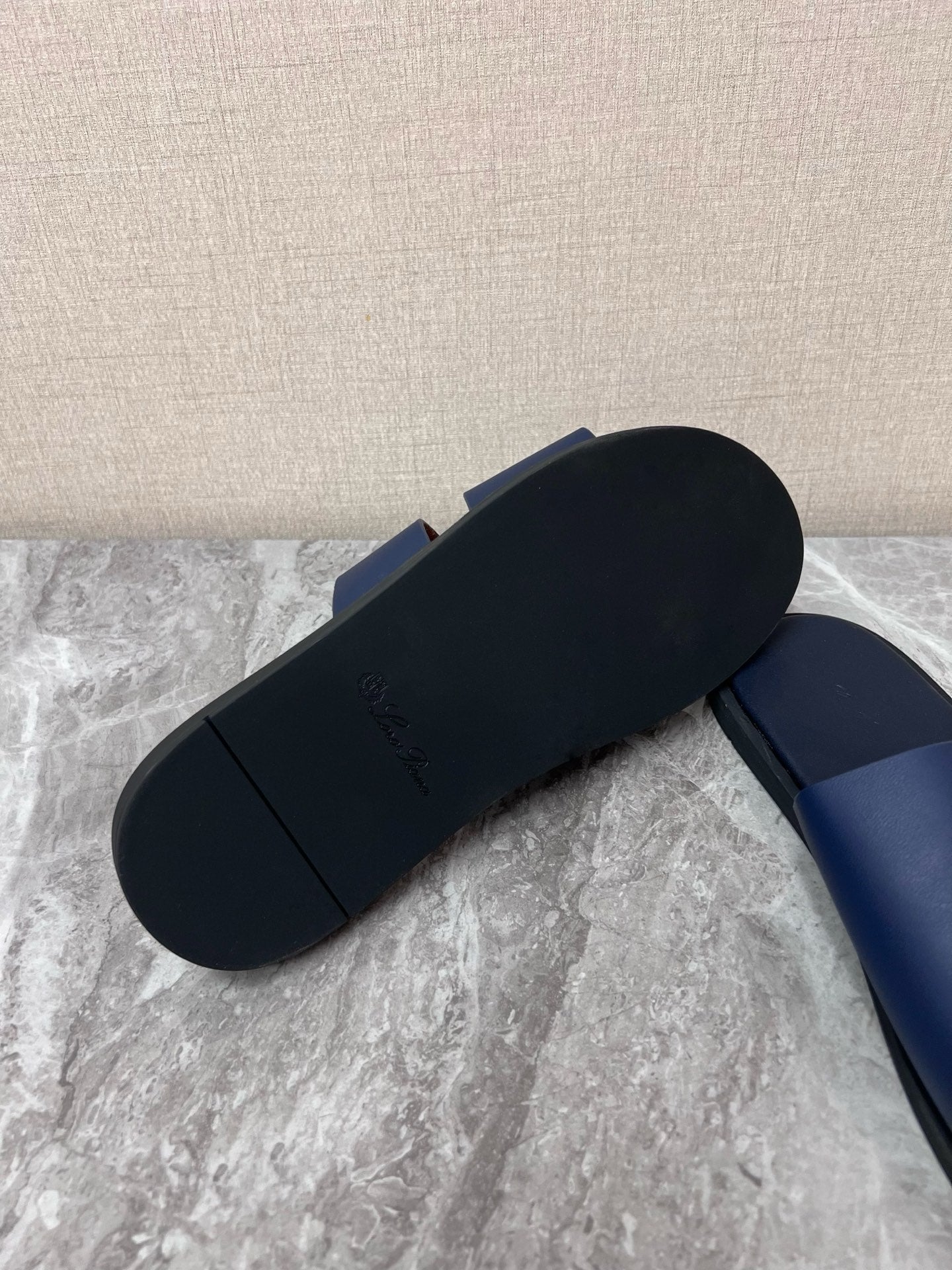 LP 26s Men’s Cutout Slides In Navy Blue Calfskin