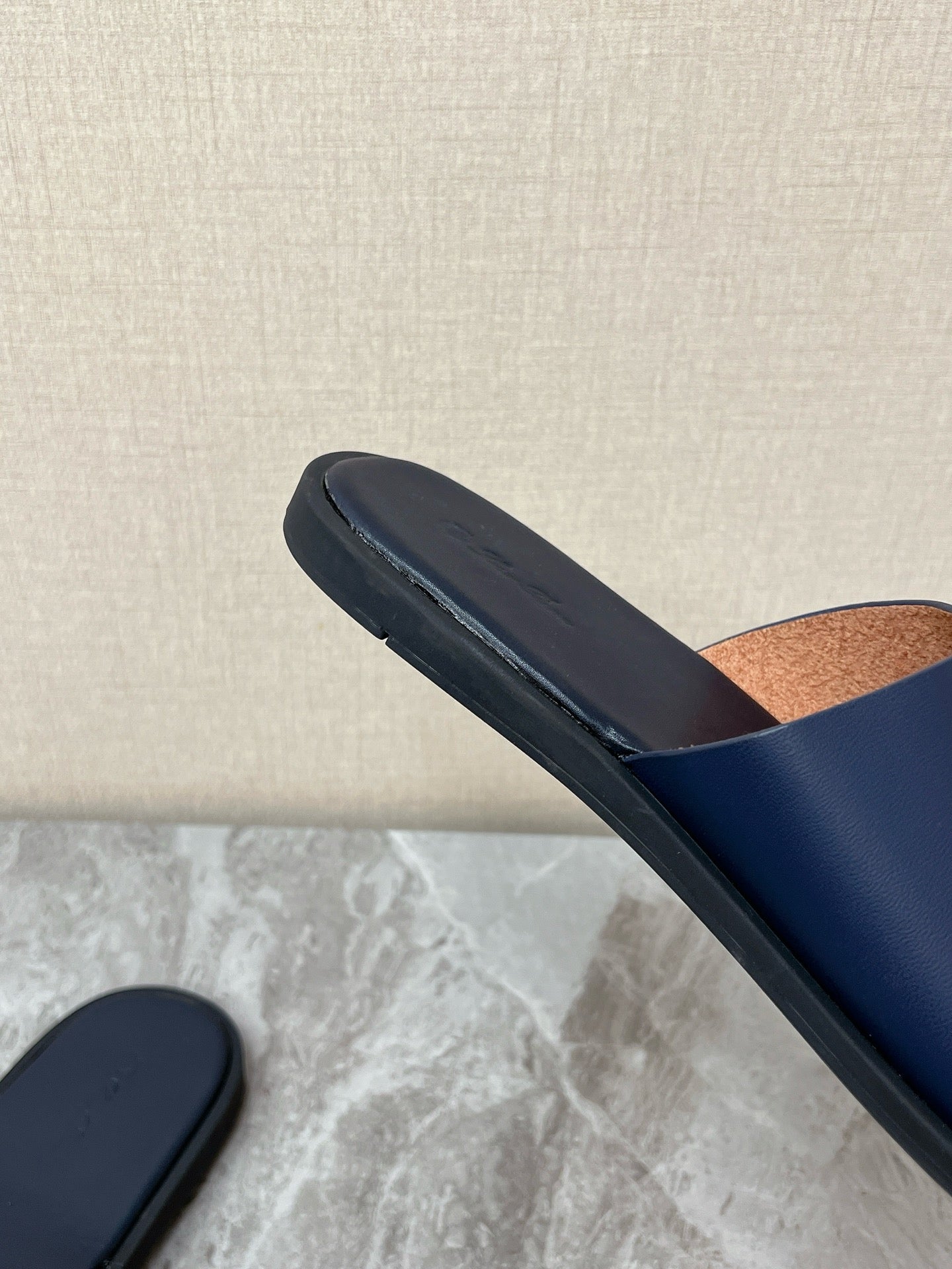 LP 26s Men’s Cutout Slides In Navy Blue Calfskin
