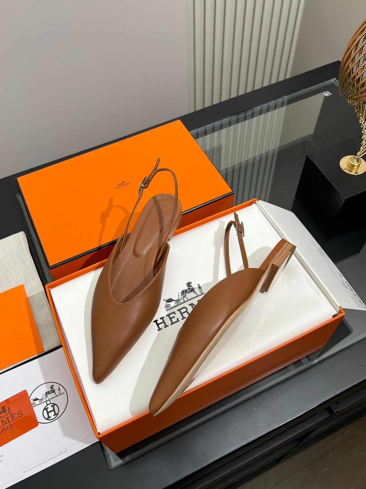 HM 26s Nicoletta Flats 1cm Tan Leather 149118