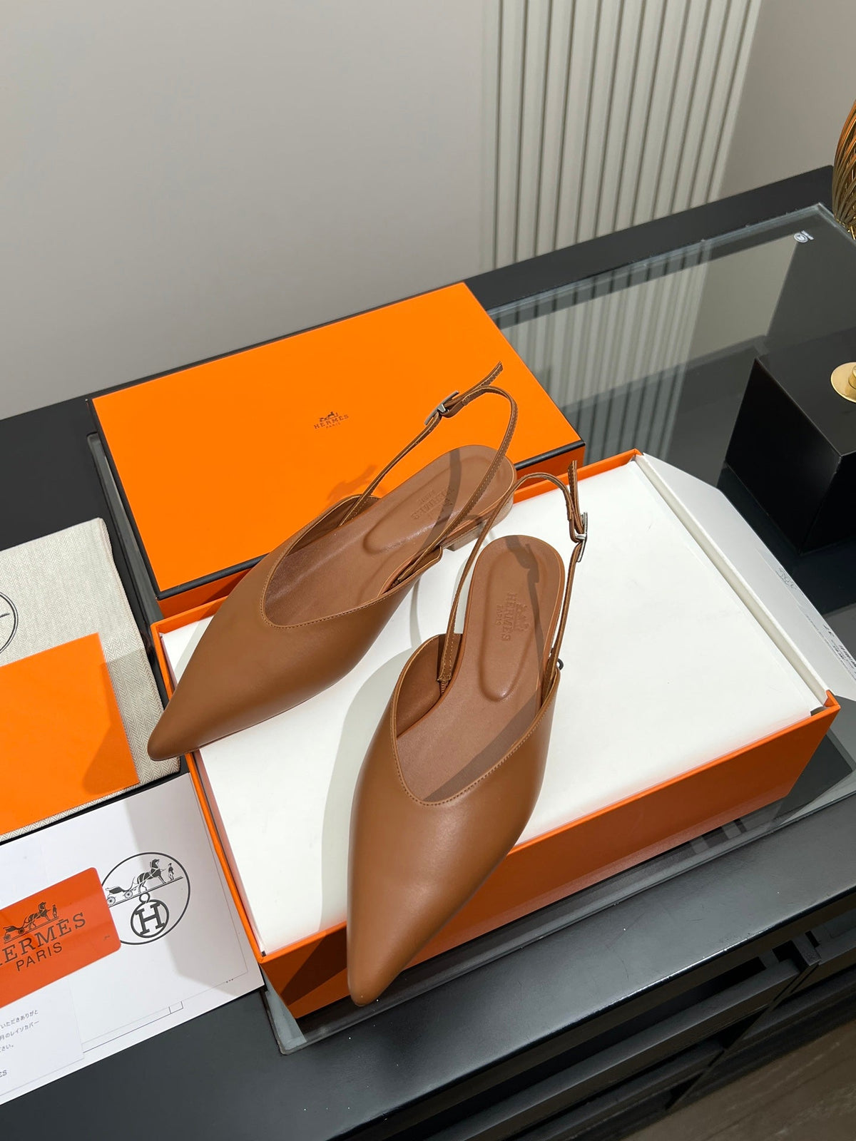HM 26s Nicoletta Flats 1cm Tan Leather 149118