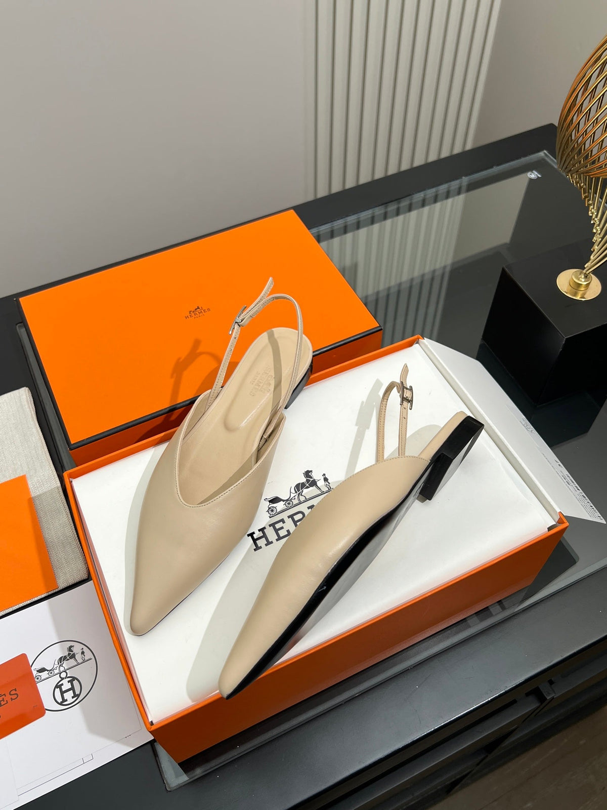 HM 26s Nicoletta Flats 1cm Beige Leather 149120
