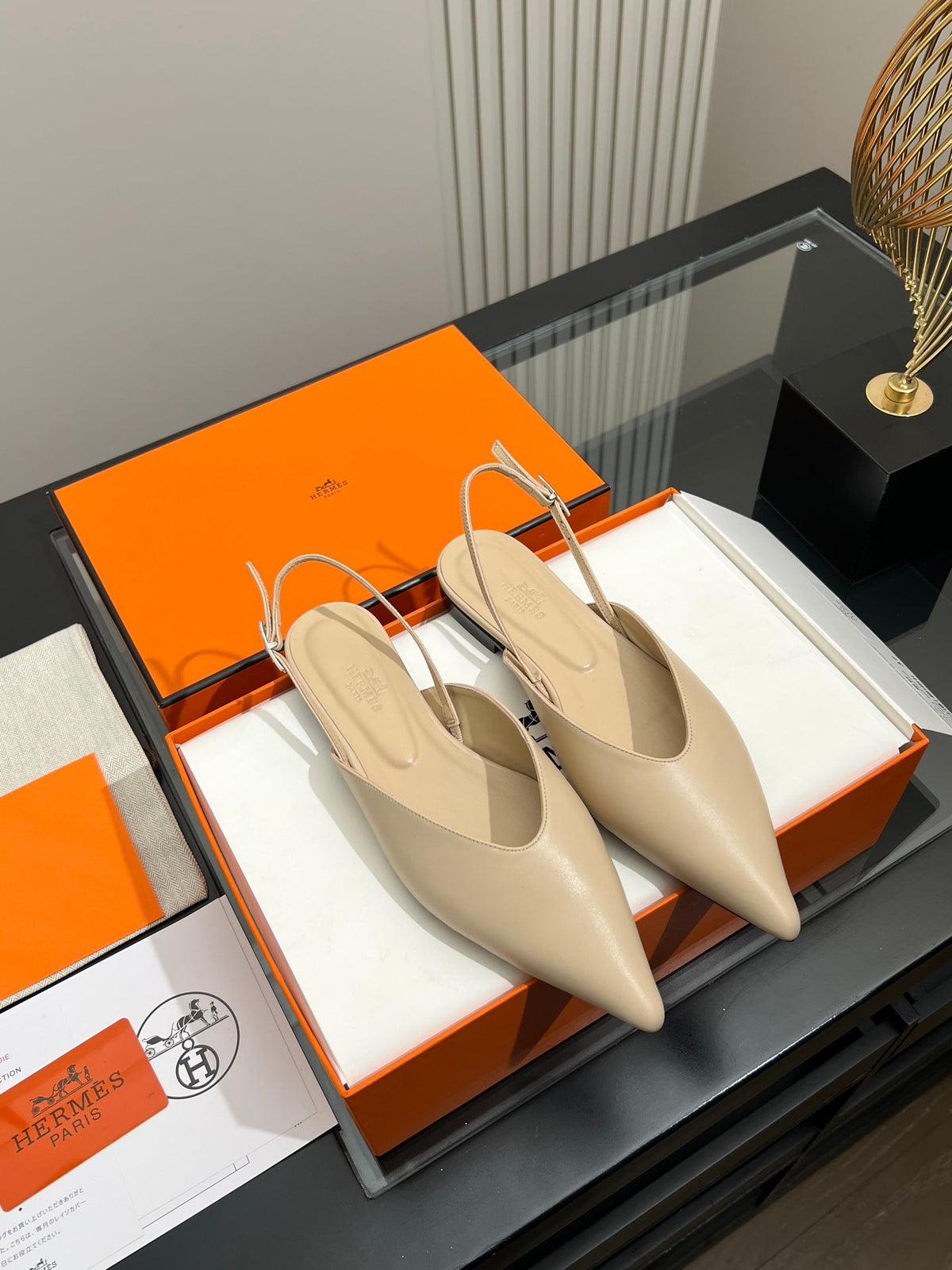HM 26s Nicoletta Flats 1cm Beige Leather 149120