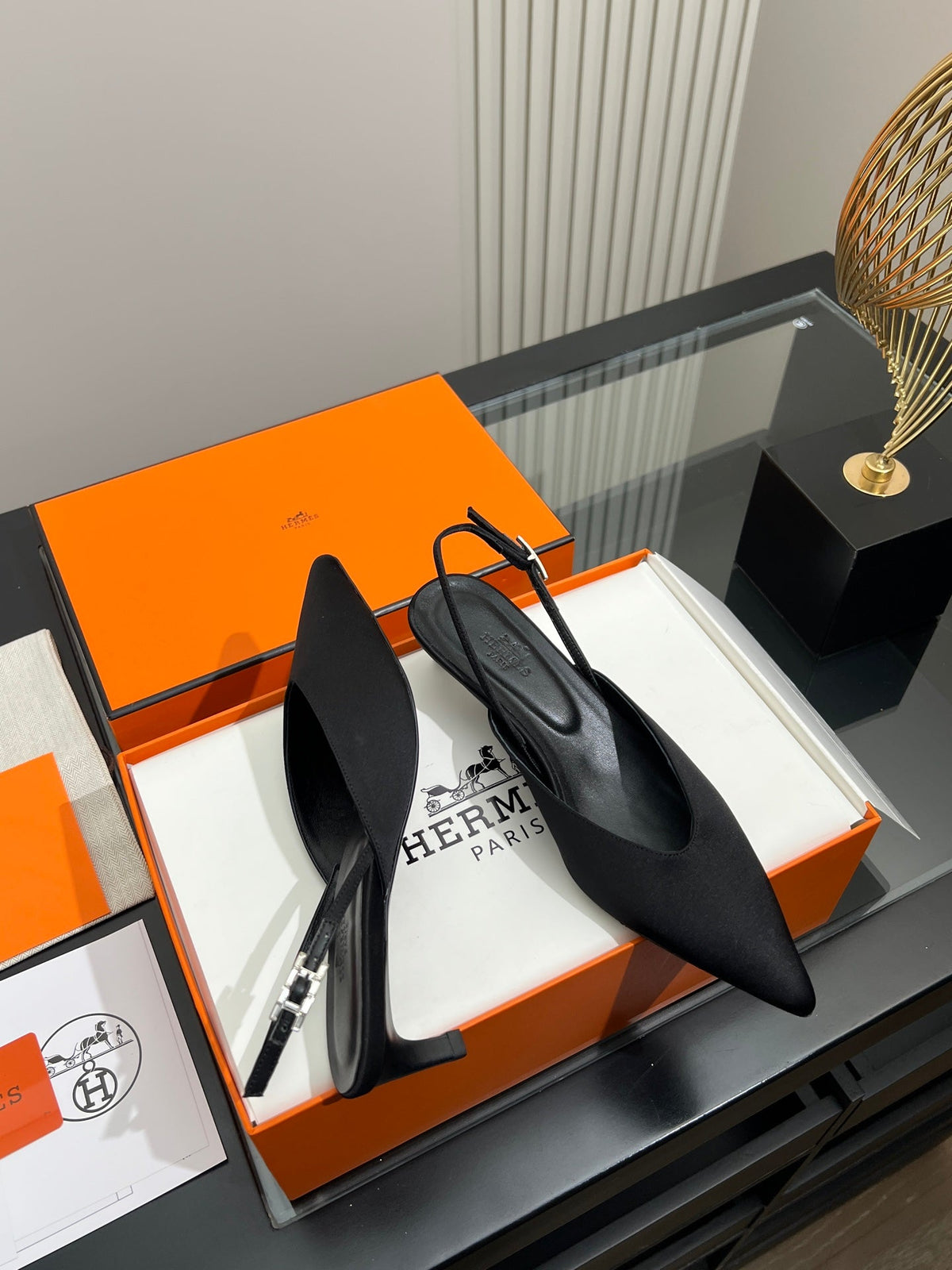 HM 26s Nicoletta Slingbacks 4cm Black Velvet 149131