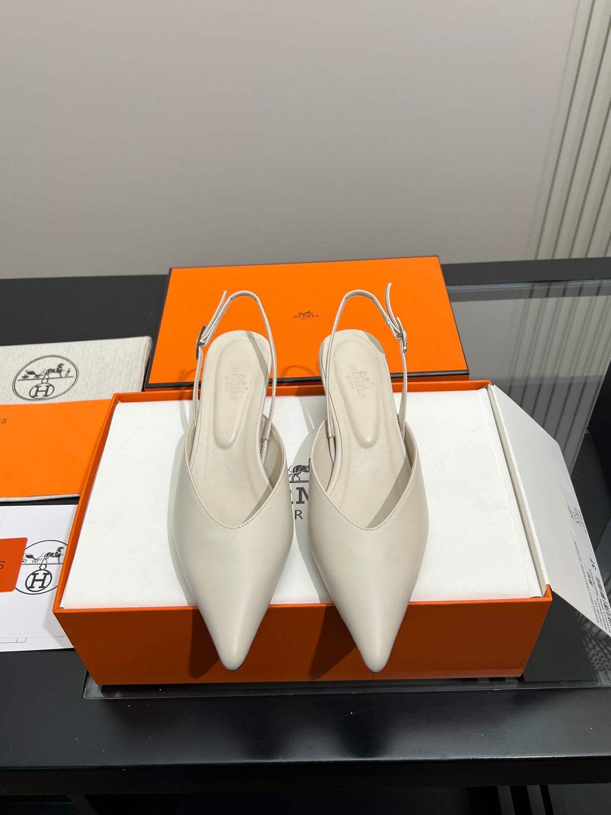 HM 26s Nicoletta Slingbacks 4cm Tan Leather 149126